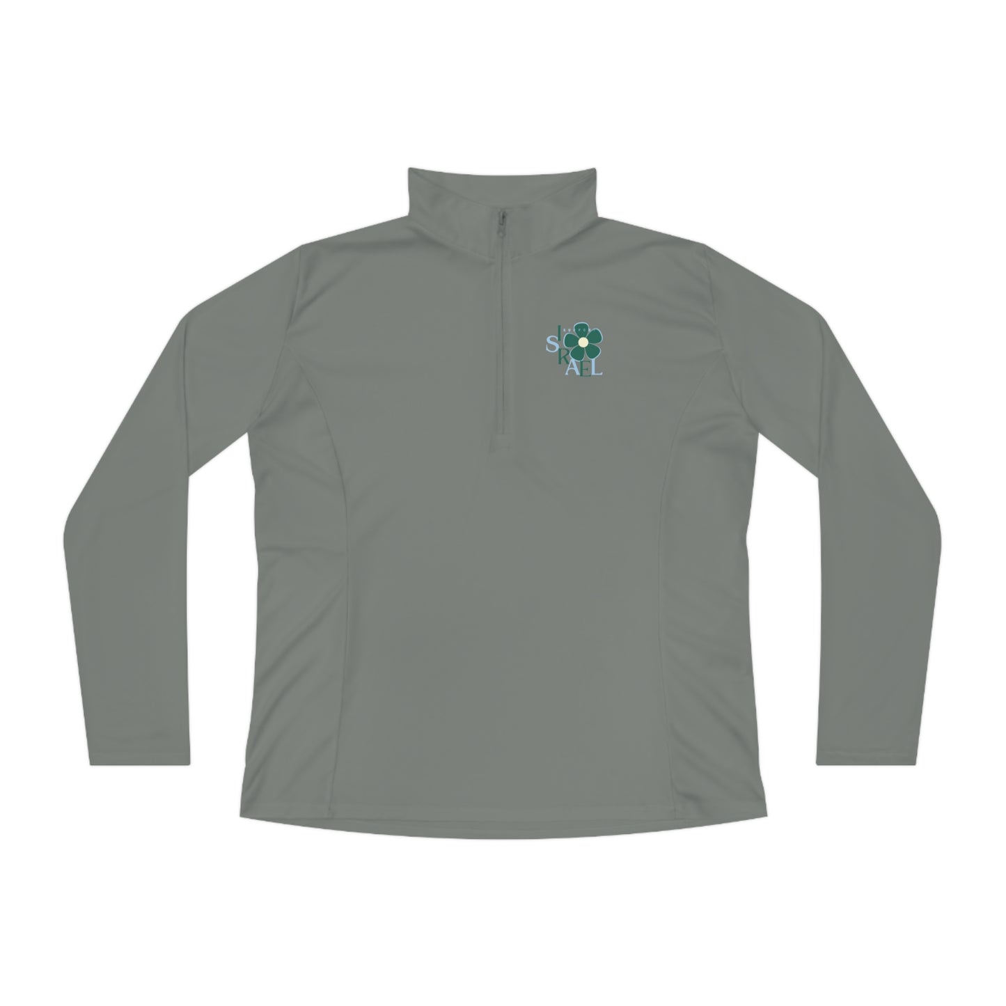 Isa Emerald & Blue Support Israel Flower Ladies Quarter-Zip Pullover