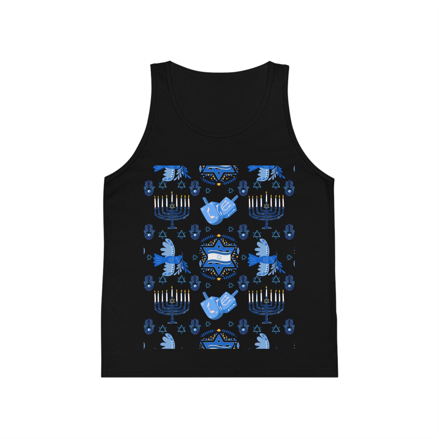 Jewish Mix Chanukah Pattern Kid's Jersey Tank Top