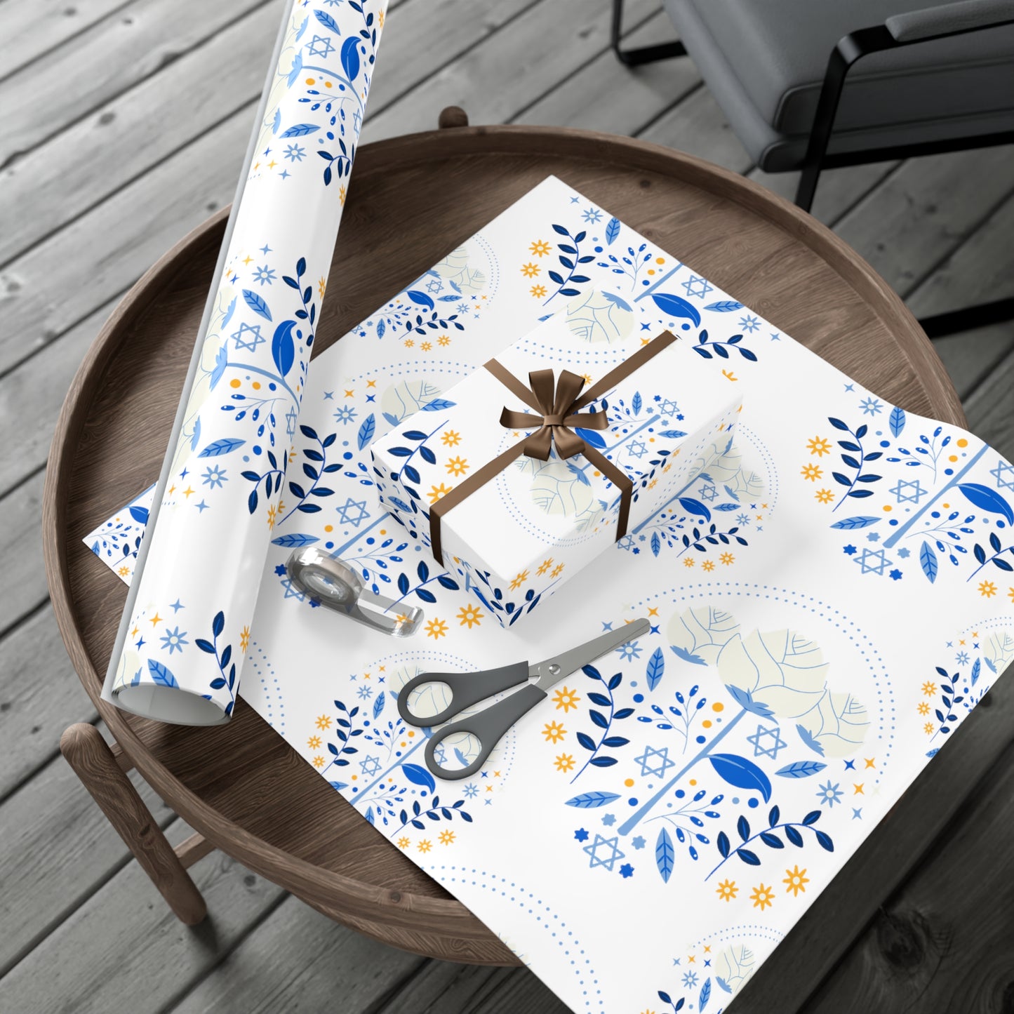 Blue & White Israel Pattern Gift Wrap Papers