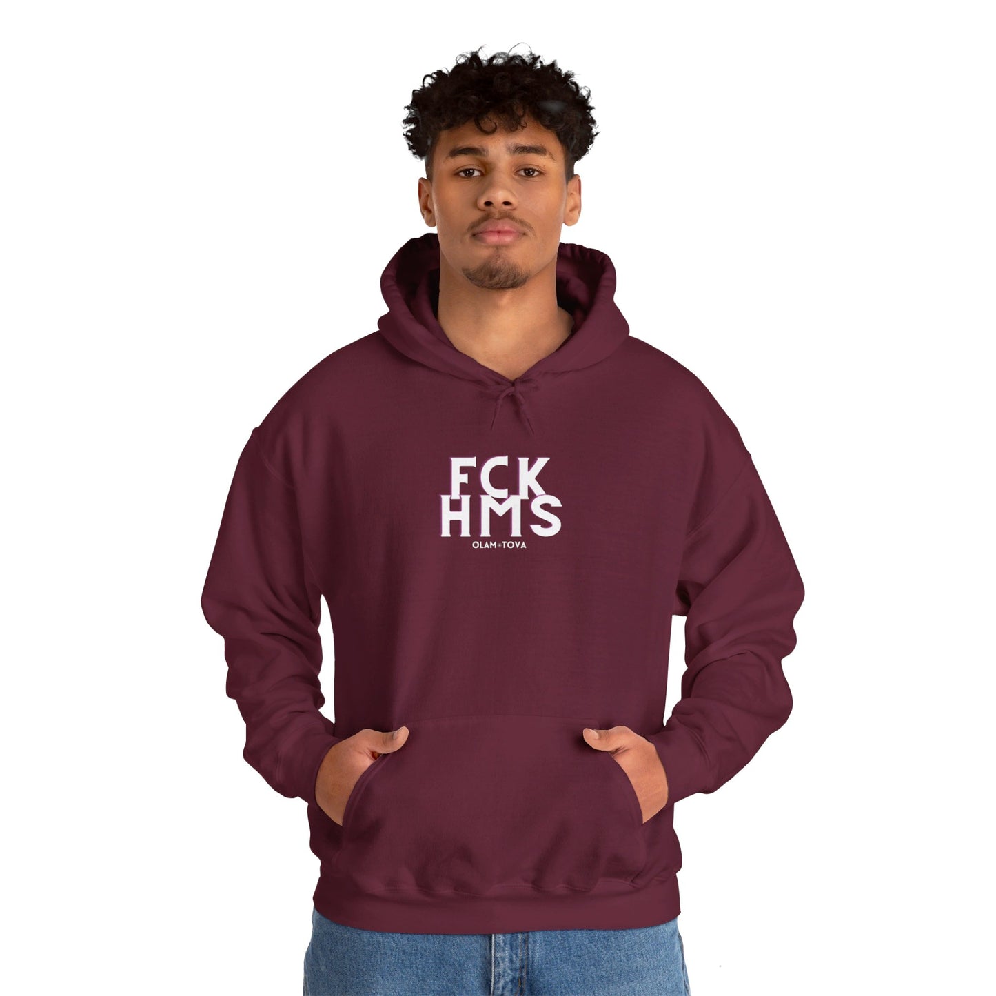 FCK HMS White & Pink Unisex Heavy Blend™ Hooded Sweatshirt