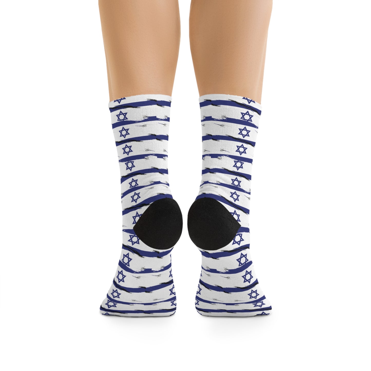 Israel Flag on Flag Lines Pattern Recycled Poly Socks