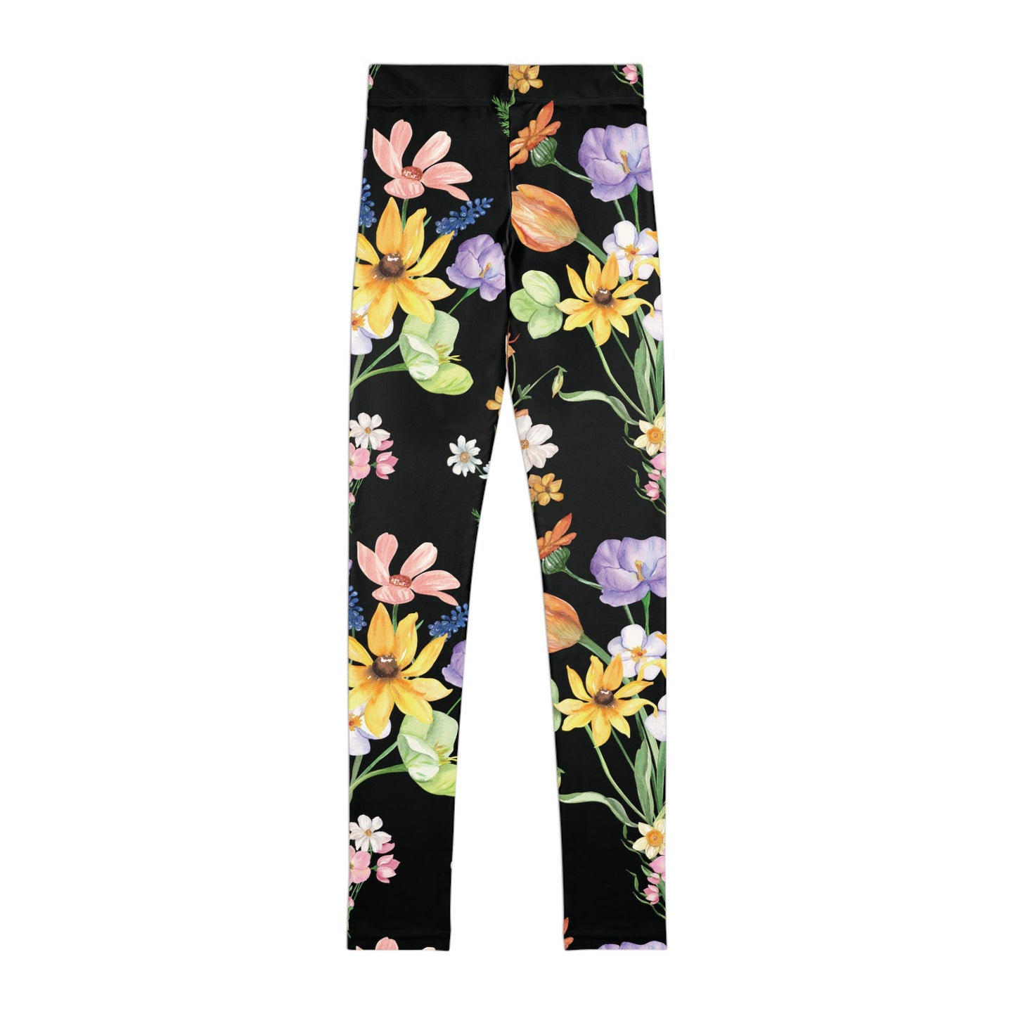 Yvonne Floral Pattern on Black Youth Leggings