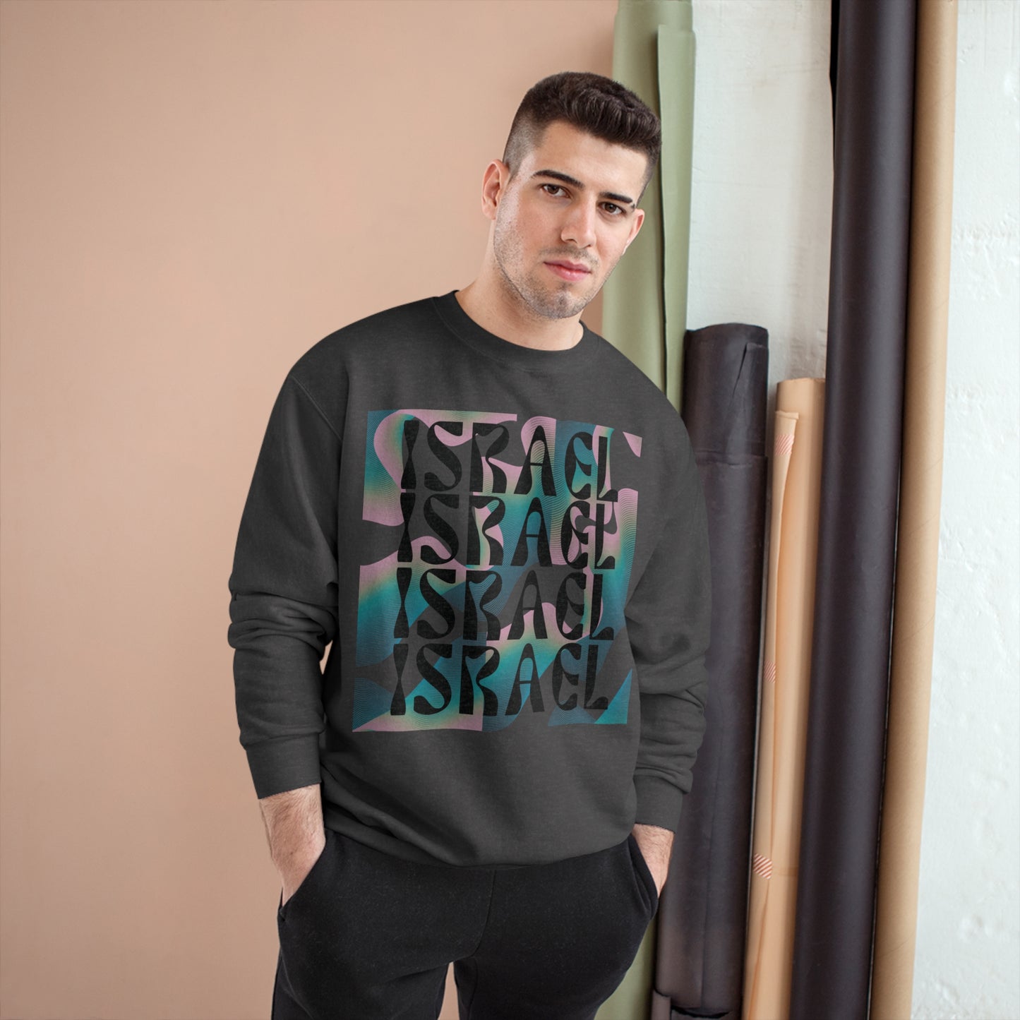 Flow & Squiggle Israel Teal Square Champion Sweatshirt