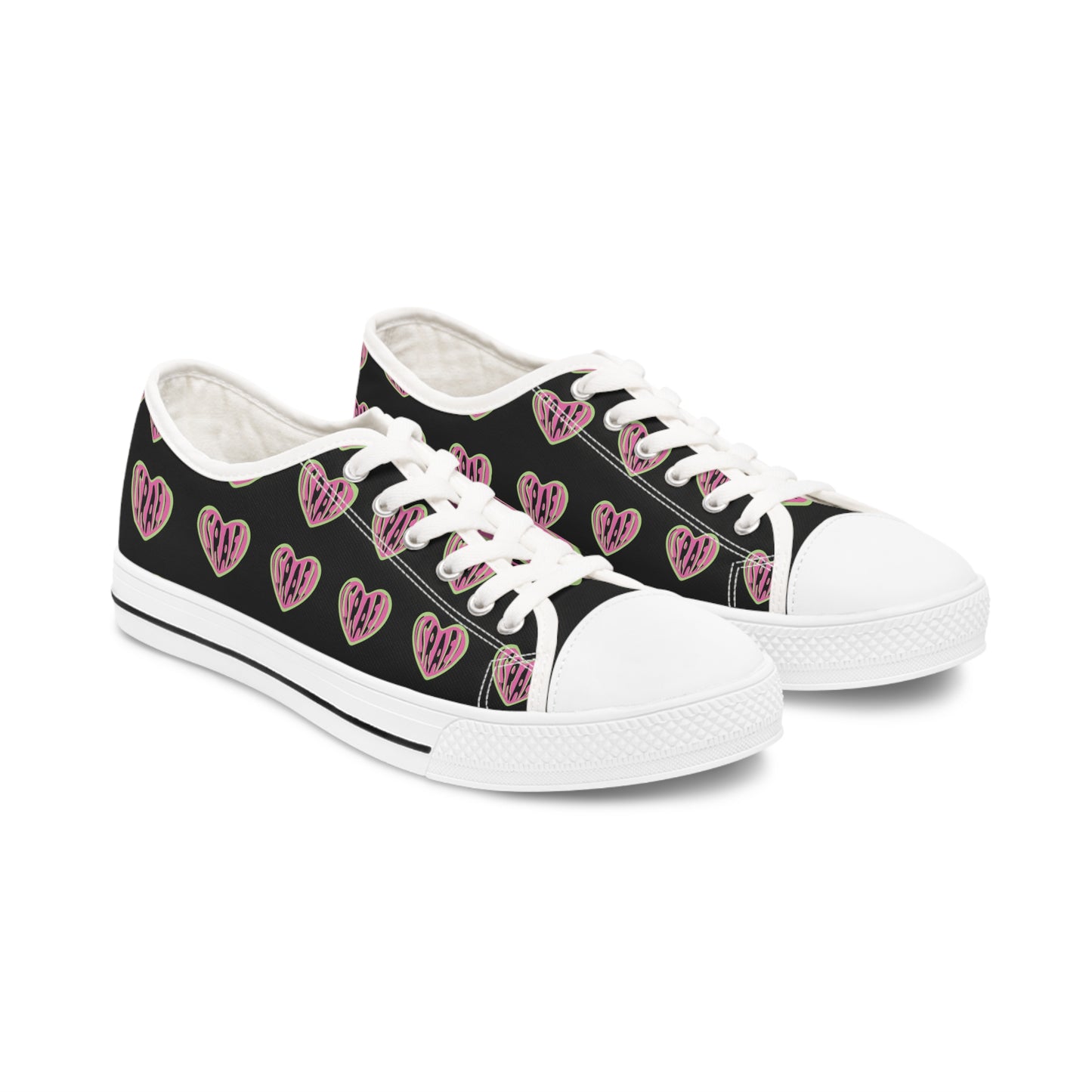 Ilana Pink & Green Israel Heart Black or White Women's Low Top Sneakers