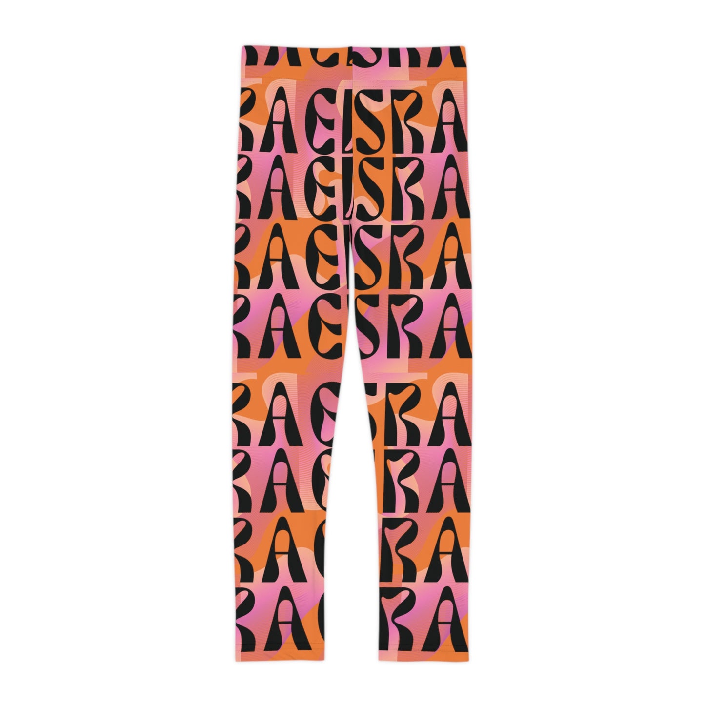 Flow & Squiggle Israel Pink & Coral on Orange Kids Leggings