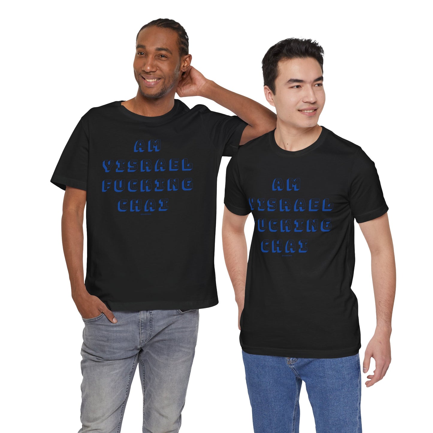 Am Yisrael Fucking Chai Blue Unisex Jersey Short Sleeve Tee