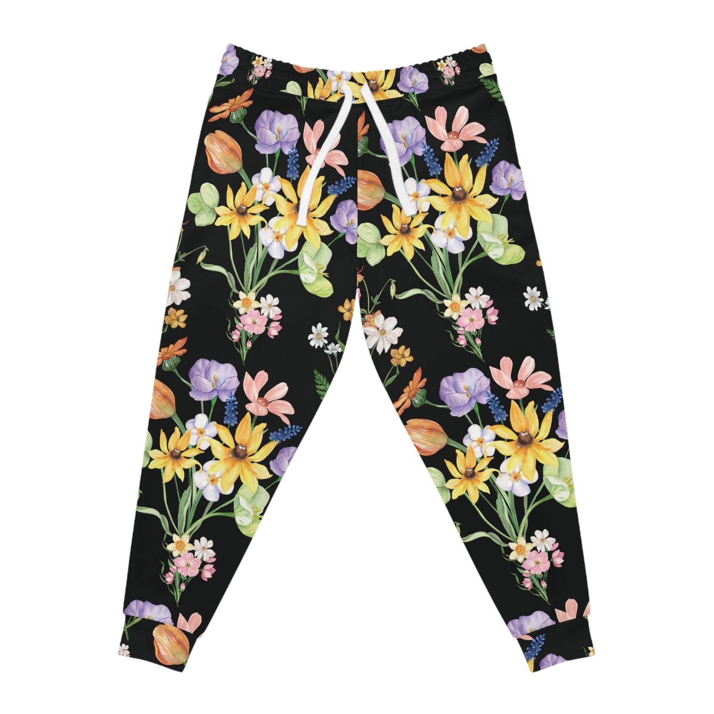 Yvonne Floral Pattern on Black Athletic Joggers