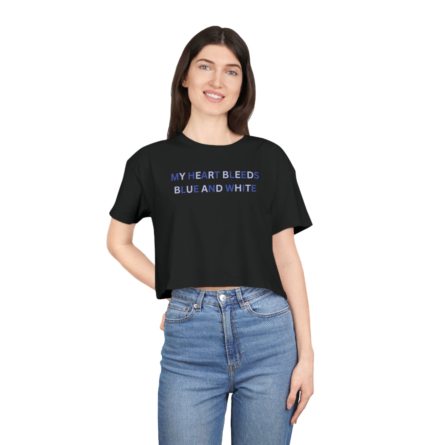 Heart Bleeds Blue & Blue Women's Crop Tee