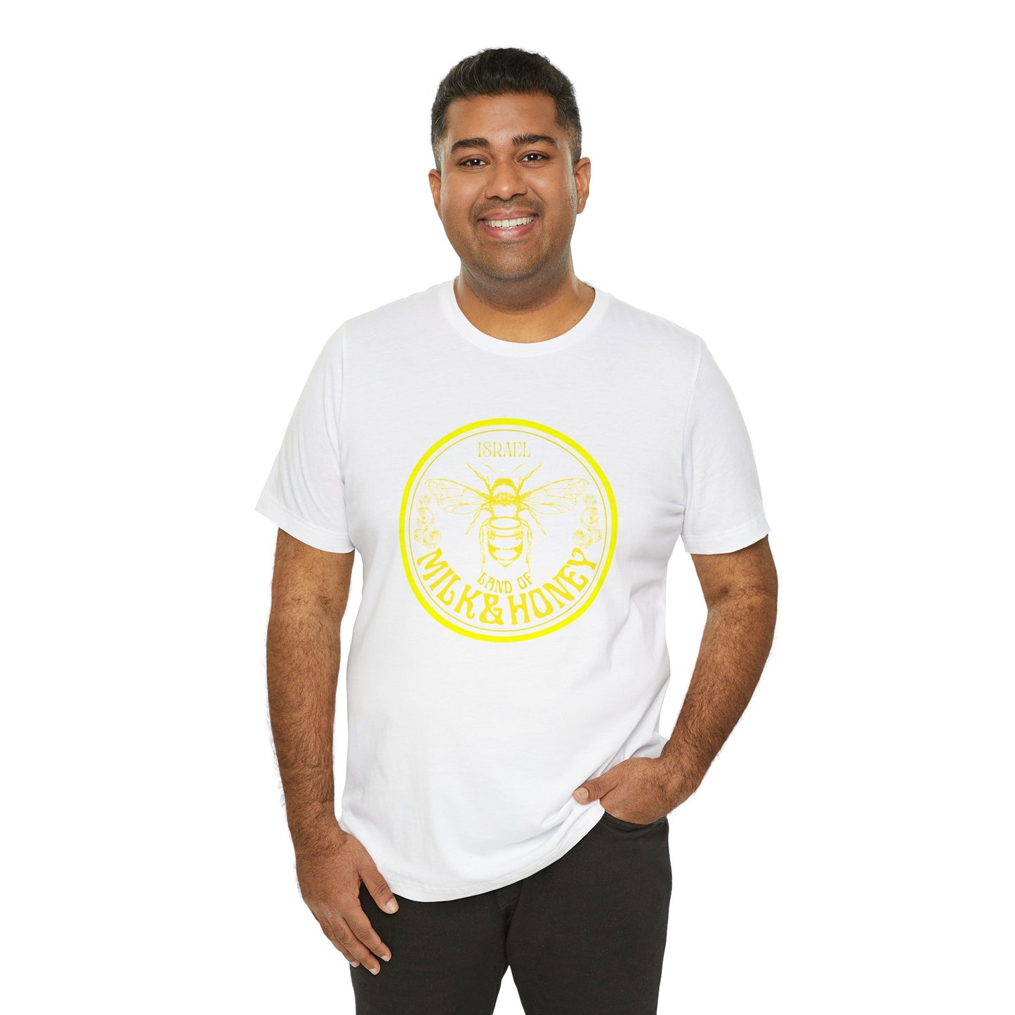 Israel Yellow Milk & Honey Badge Unisex Jersey Short Sleeve Tee