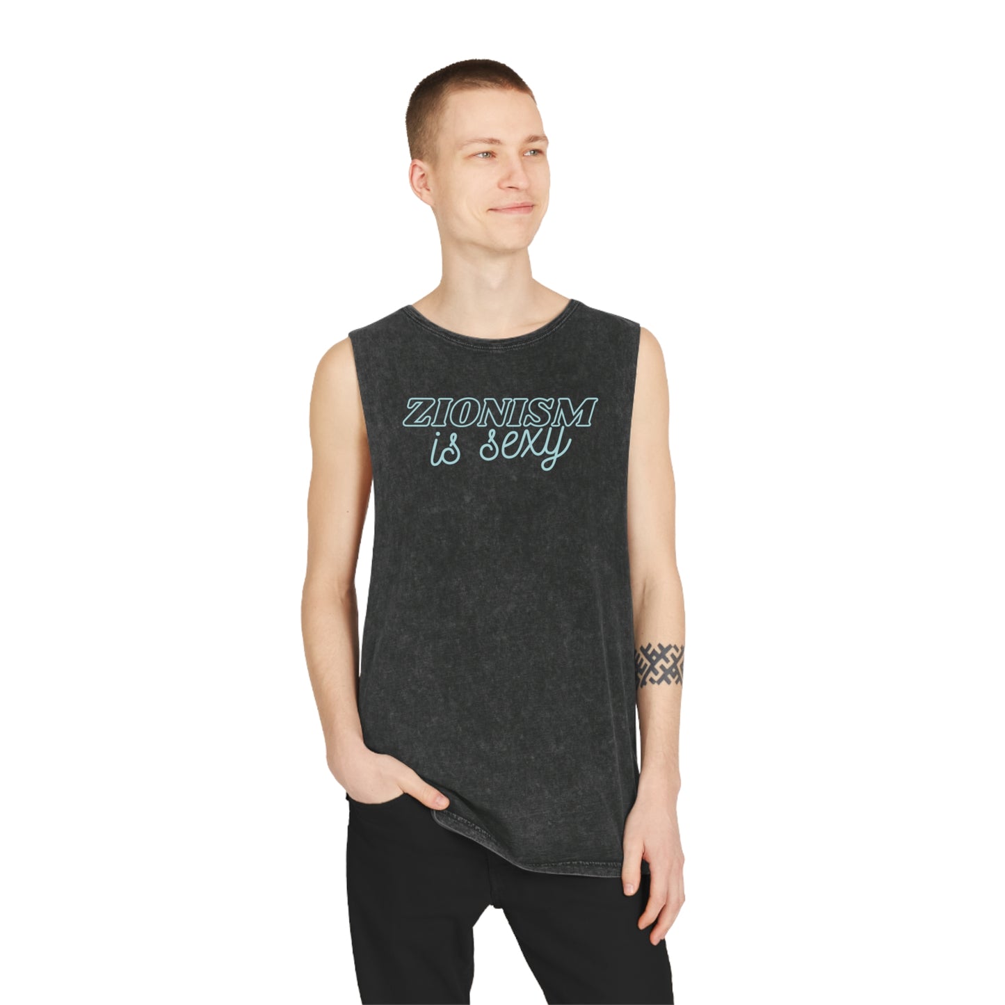 Zionism Is Sexyyy Teal Unisex Stonewash Tank Top