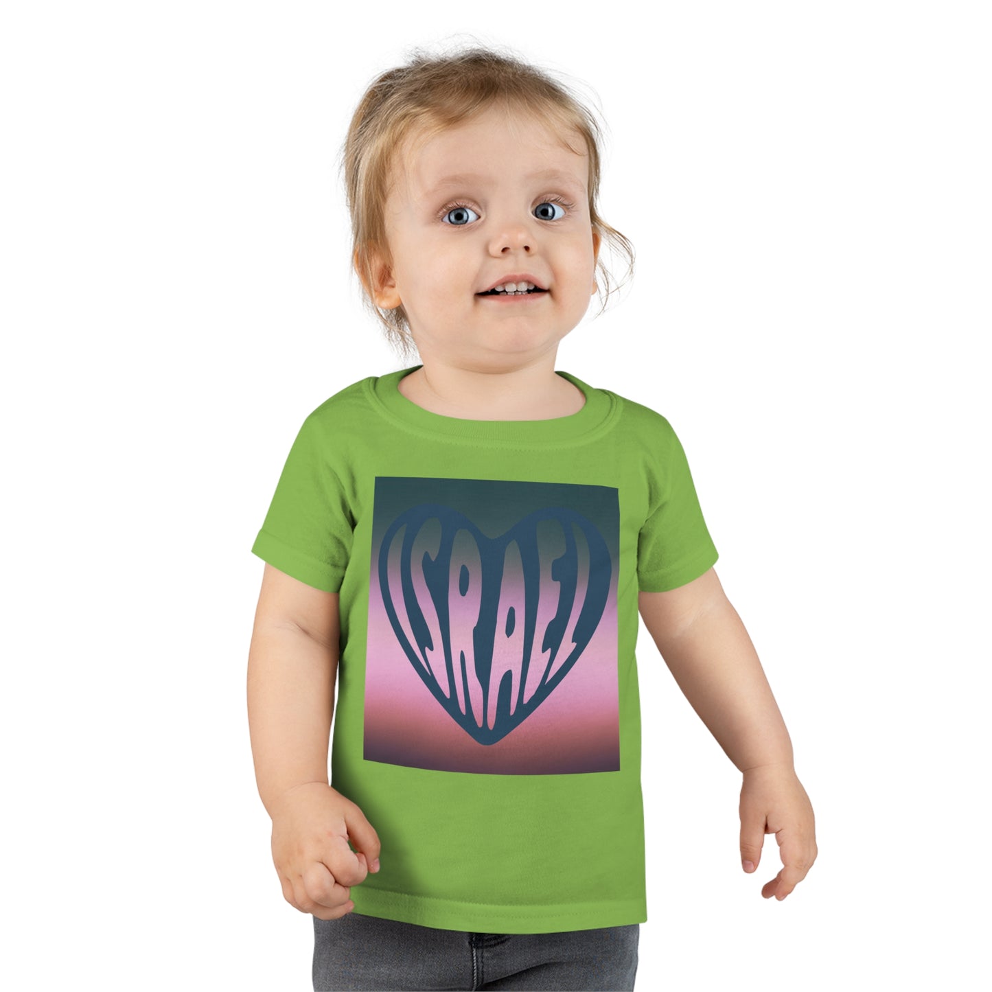 Joseph Israel Heart Forrest Green & Pale Pink Square Toddler T-Shirt