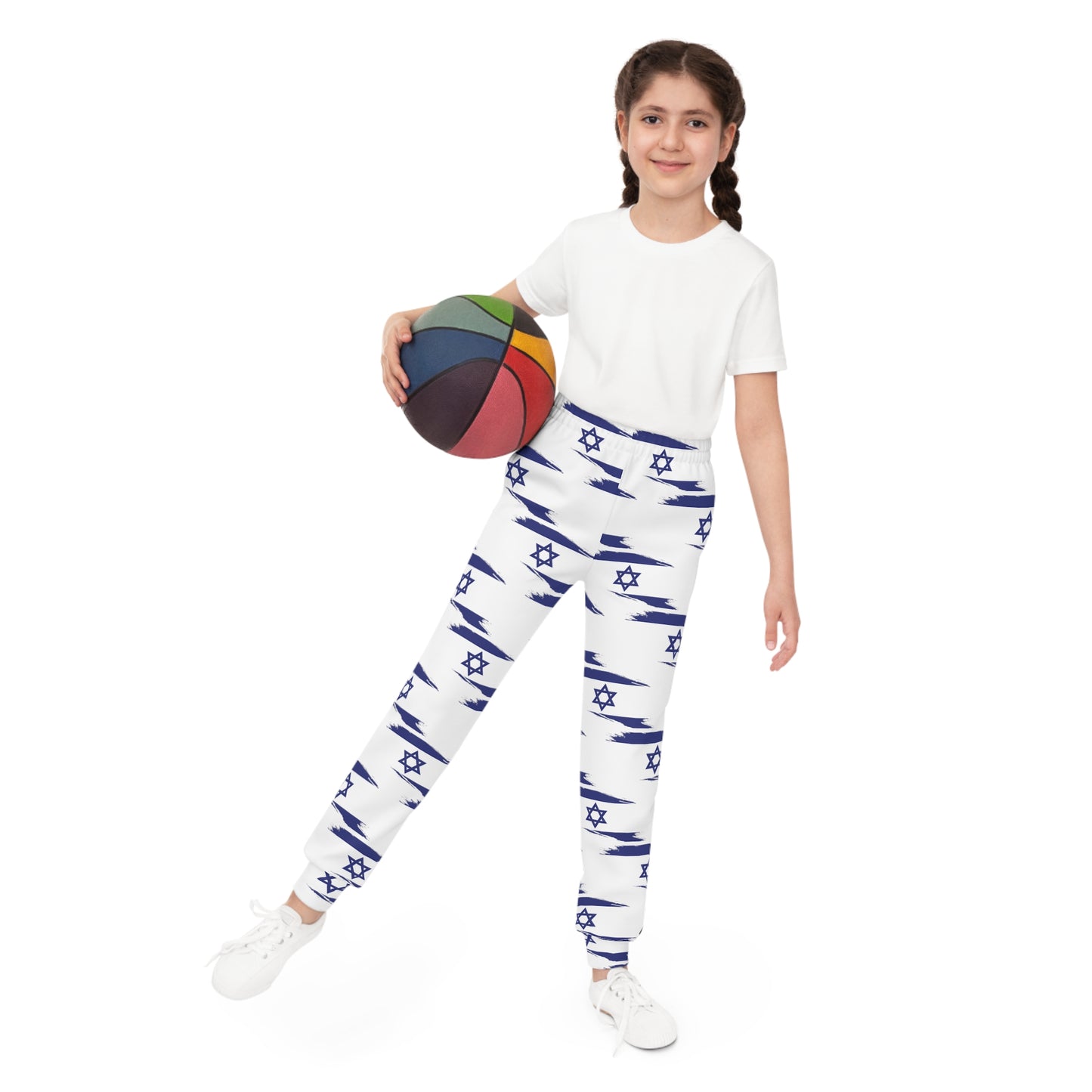 Ilay Larger Israel Flag Pattern on White Youth Joggers