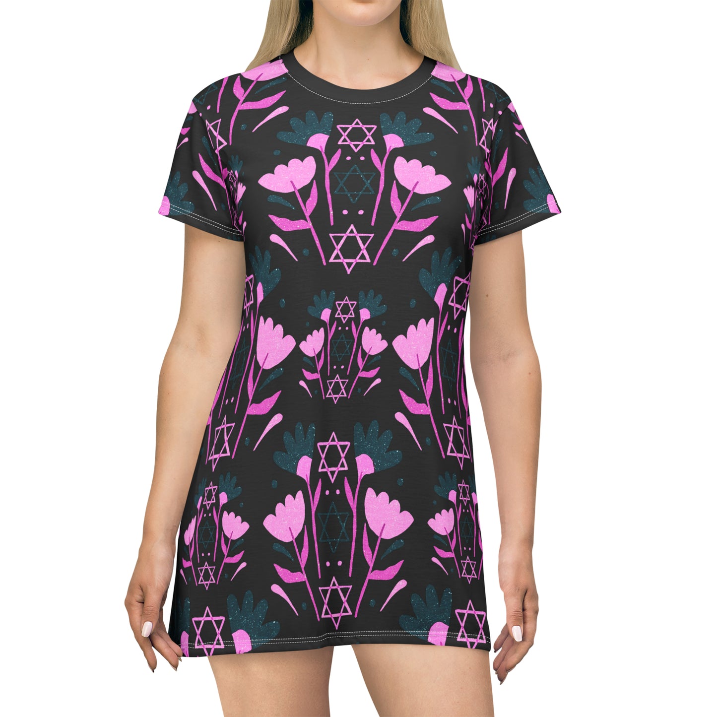 Erica Pink on Black T-Shirt Dress