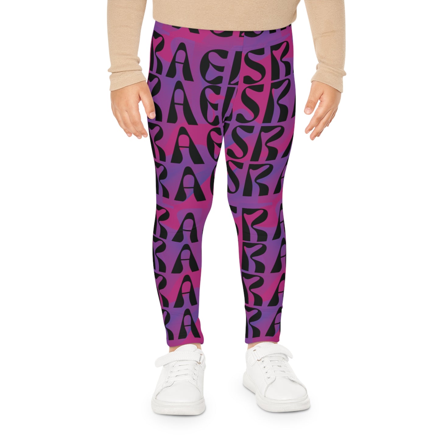 Flow & Squiggle Israel Purple on Hot Pink Kids Leggings