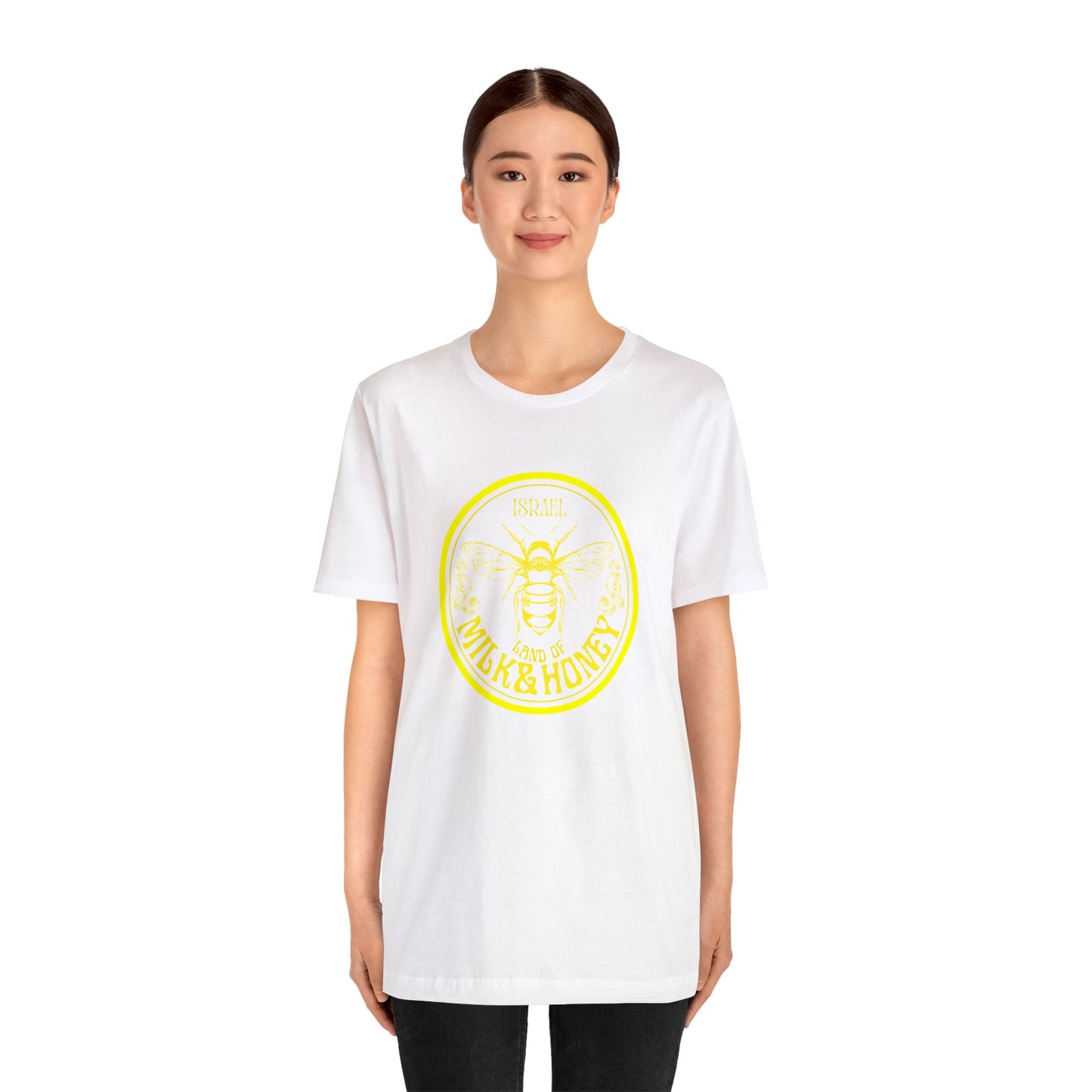 Israel Yellow Milk & Honey Badge Unisex Jersey Short Sleeve Tee