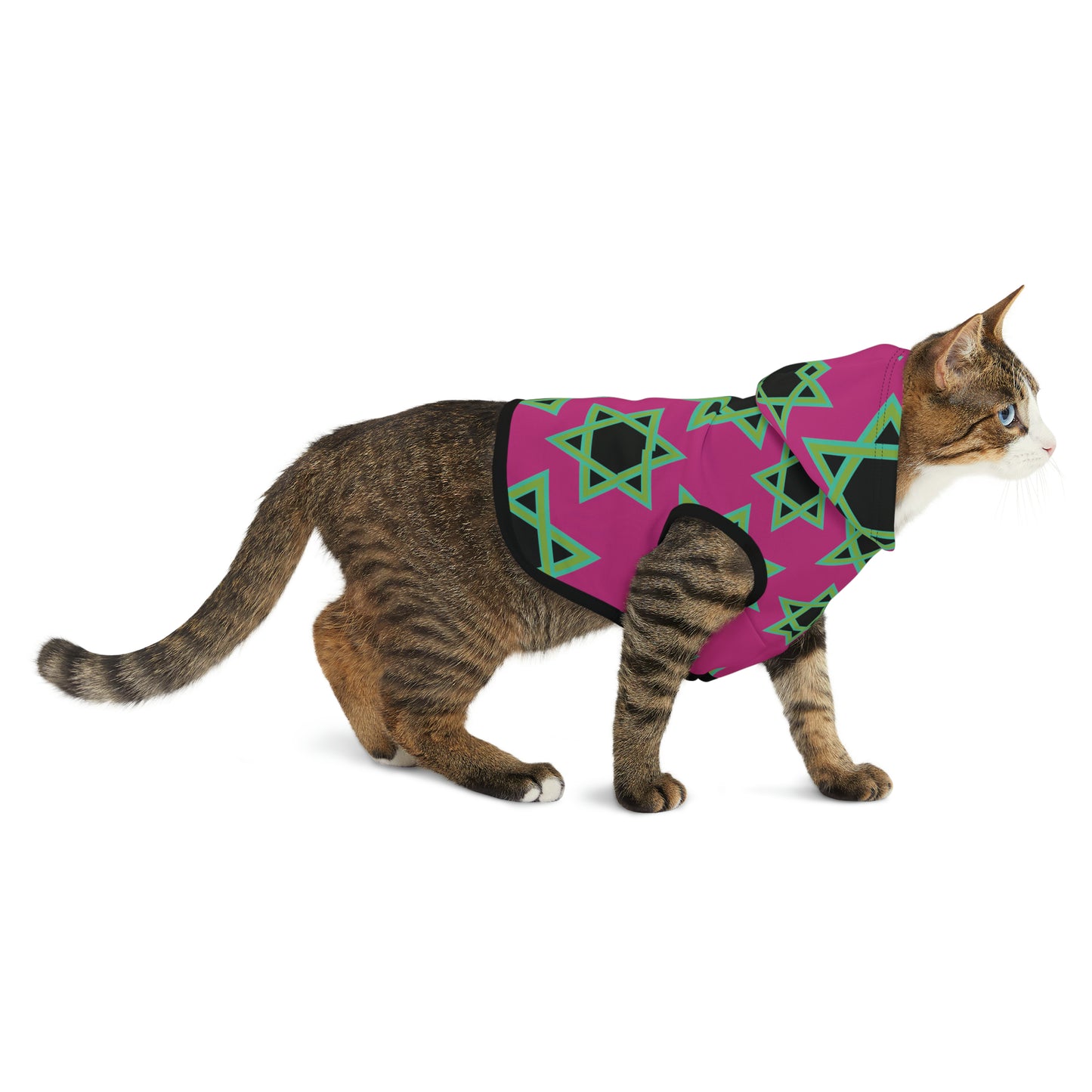 Magan Green David Pattern on Hot Pink Pet Hoodie