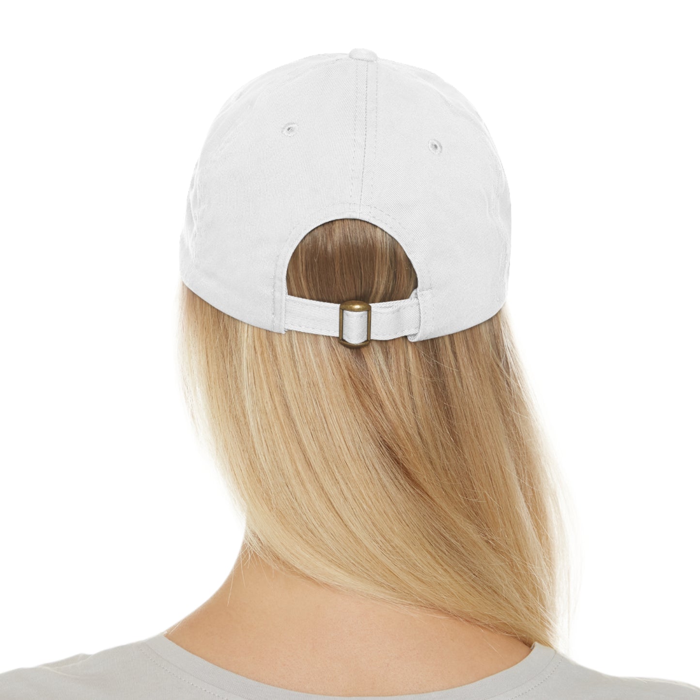 Hannah Bright Turquoise Hamsa Pattern Dad Hat with Leather Patch