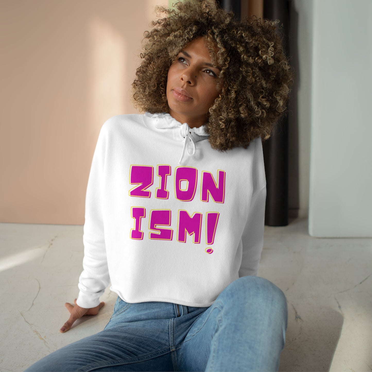 ZION Black Pink Crop Hoodie