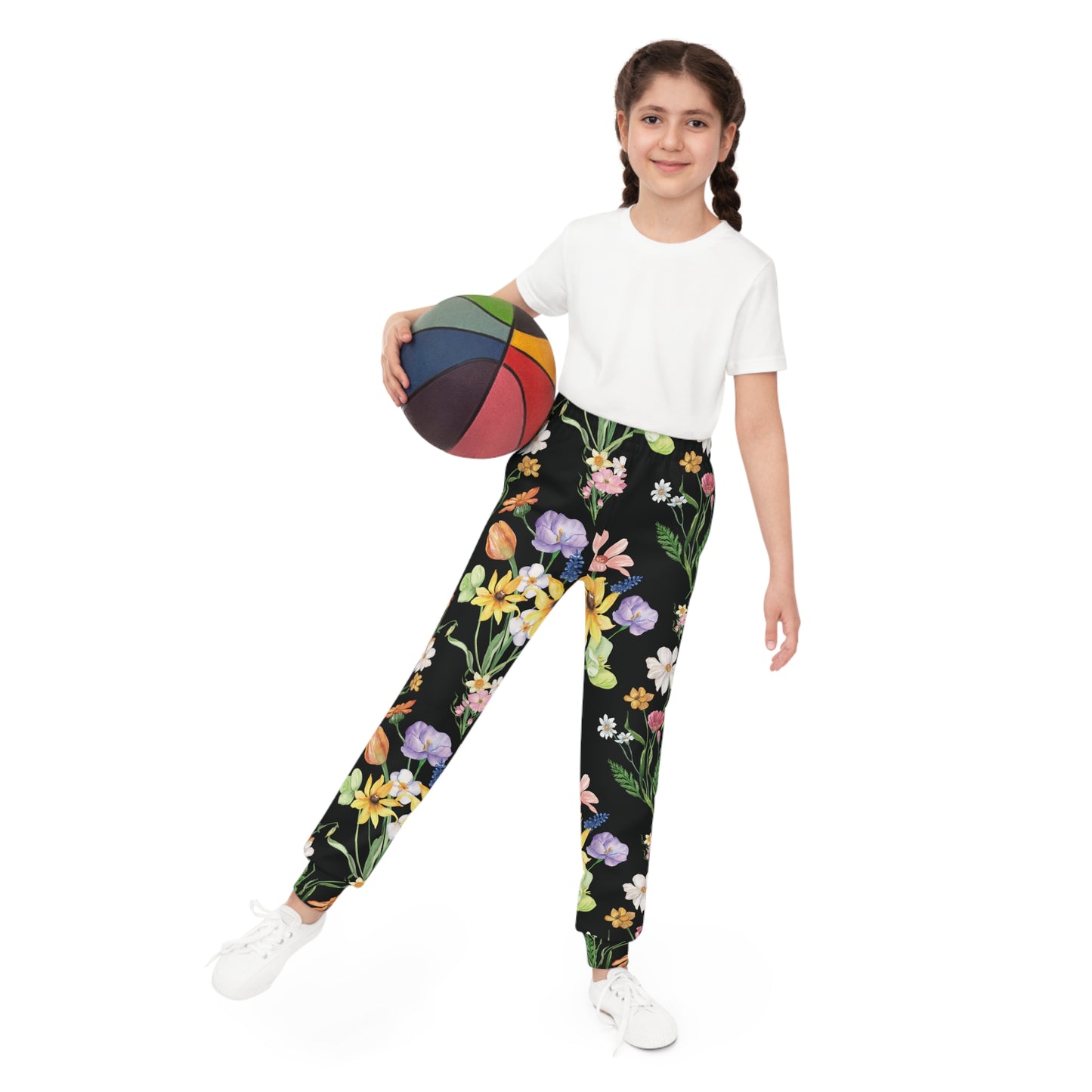 Yvonne Floral Pattern on Black Youth Joggers