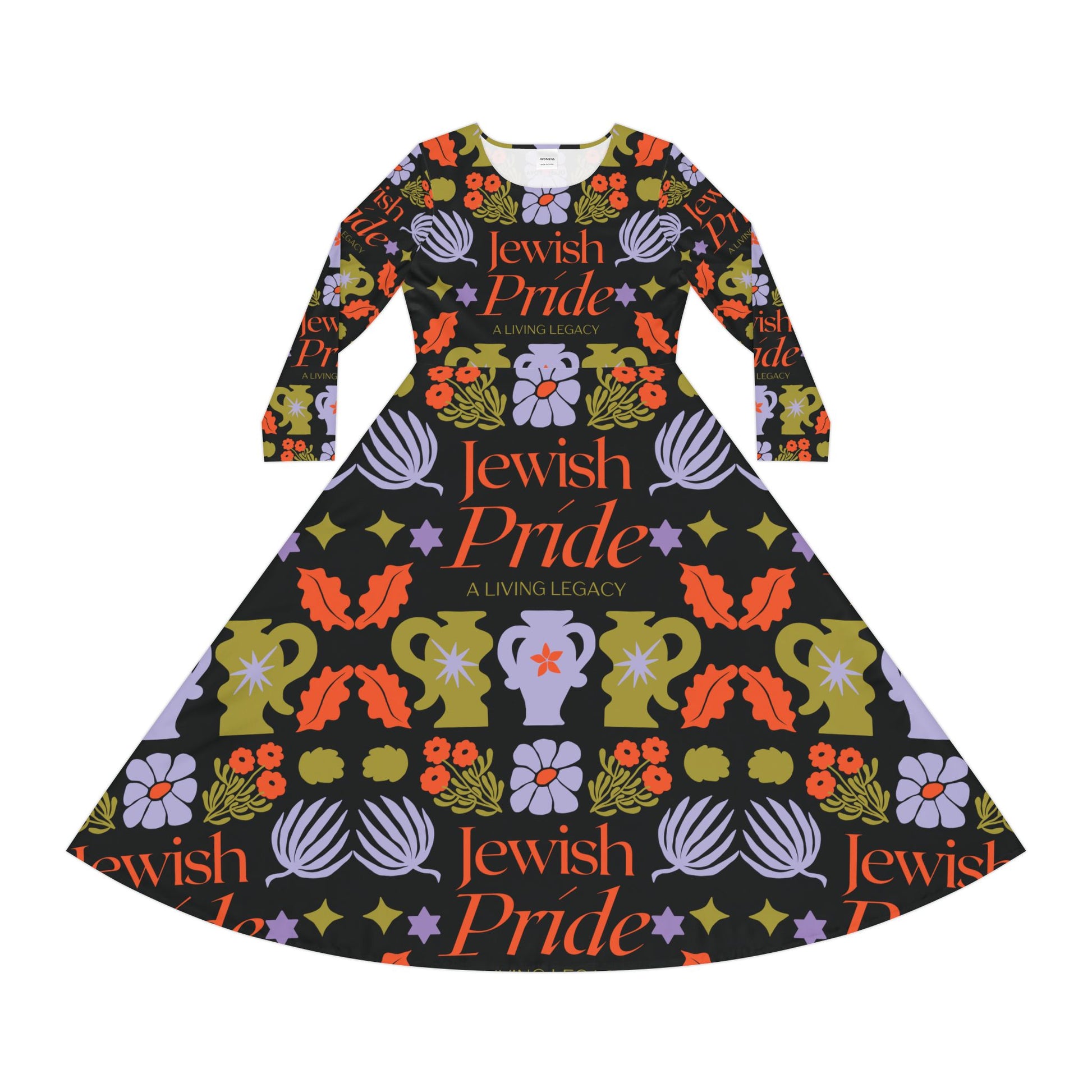 Jewish Pride Living Legacy Pots on Black Women's Long Sleeve Dance Dress Jewish Pride Living Legacy Pots on Black Women's Long Sleeve Dance Dress