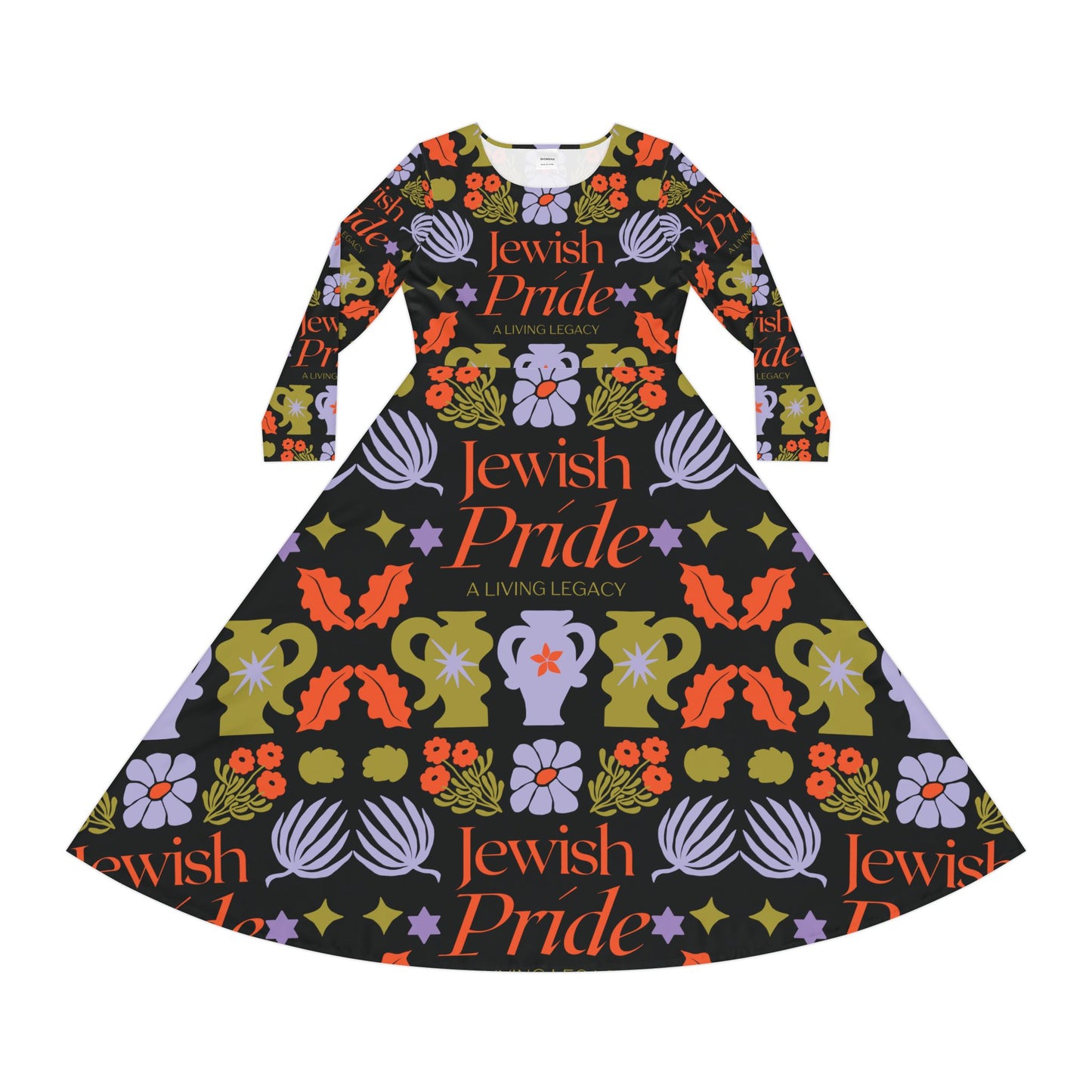 Jewish Pride Living Legacy Pots on Black Women's Long Sleeve Dance Dress