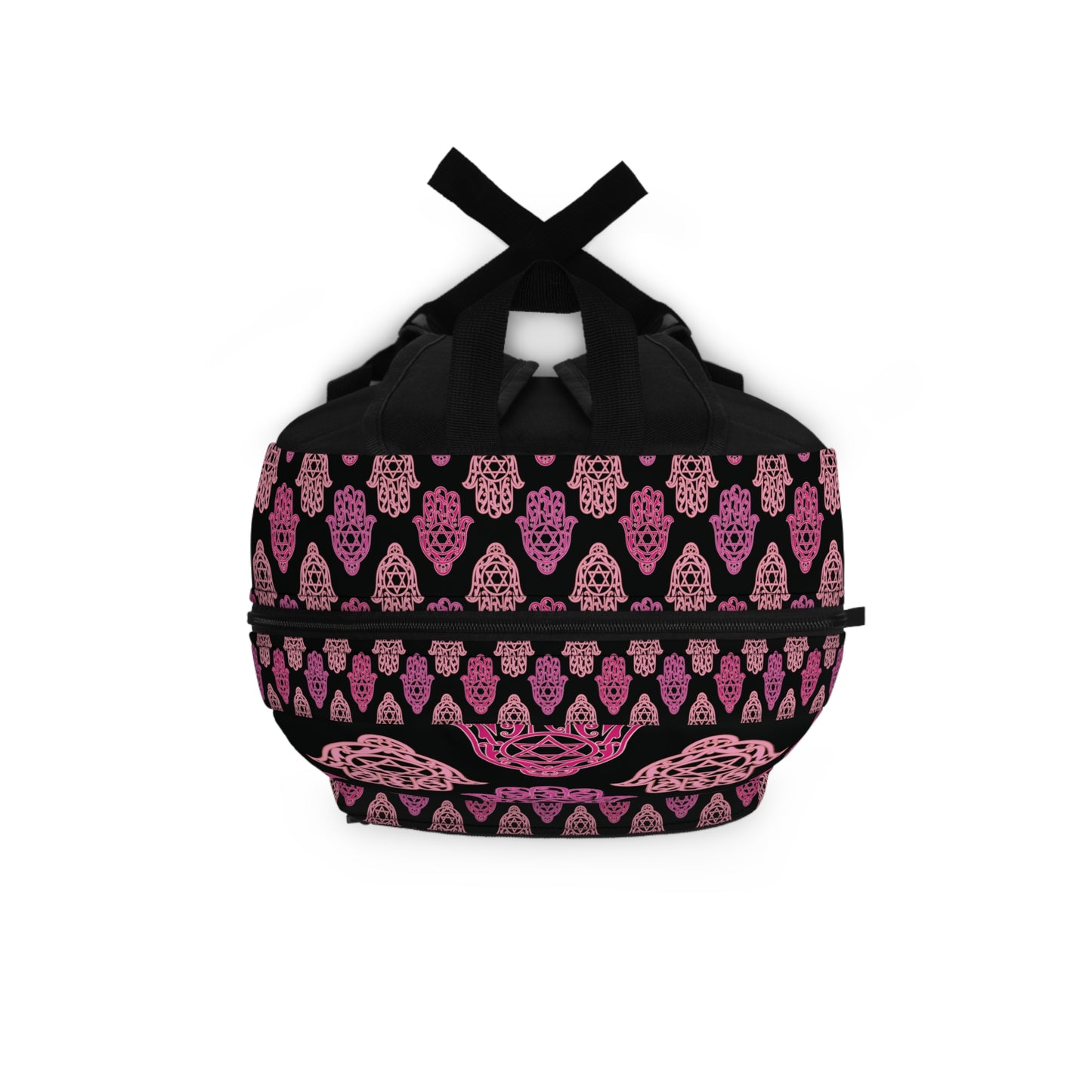 Hadar Pinks Hamsa Pattern on Black Backpack