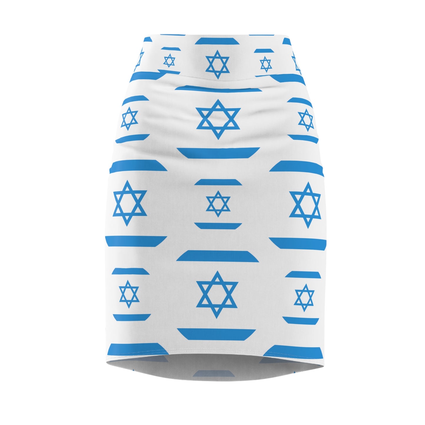 Ilan Israel Flag Pattern on White Women's Pencil Skirt