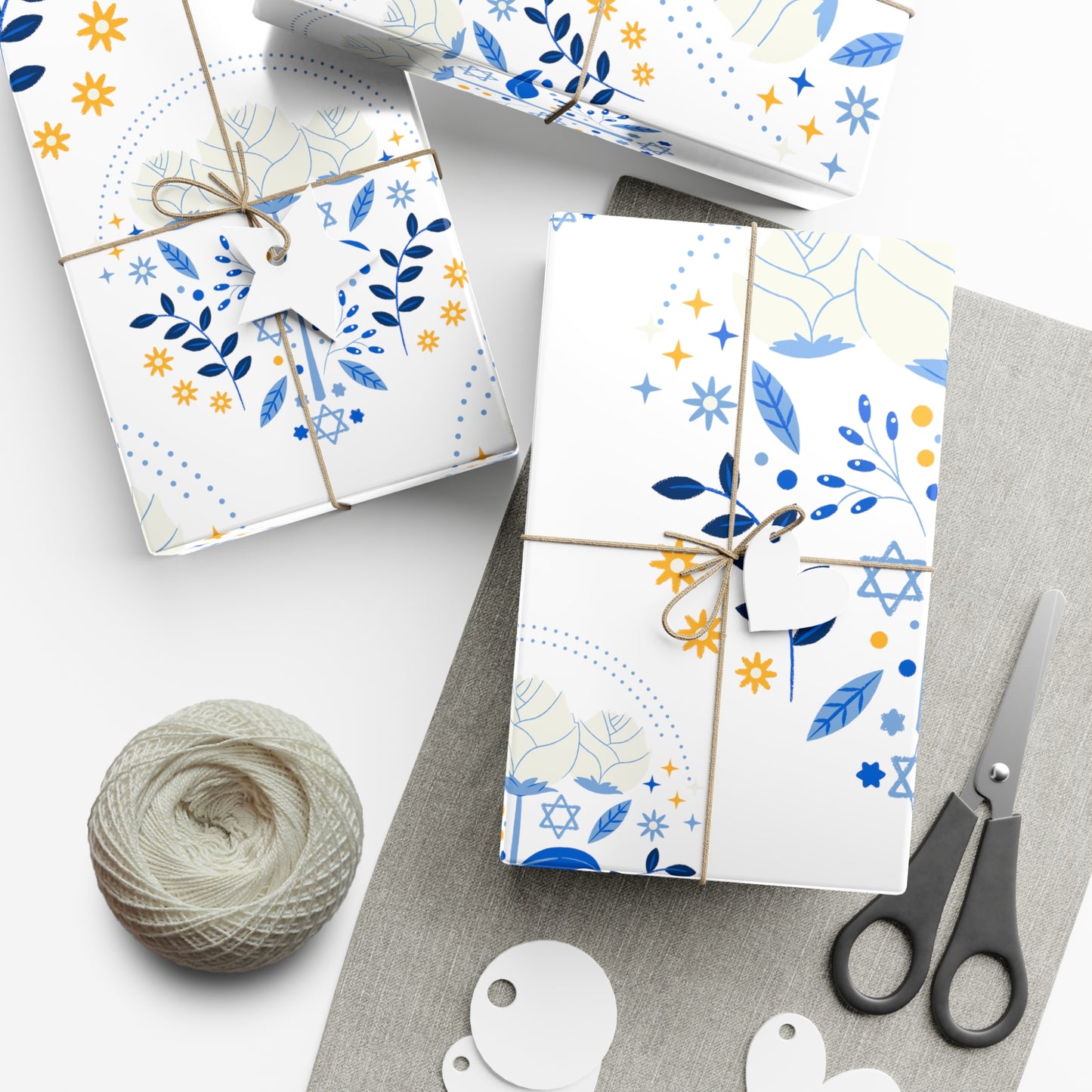 Blue & White Israel Pattern Gift Wrap Papers