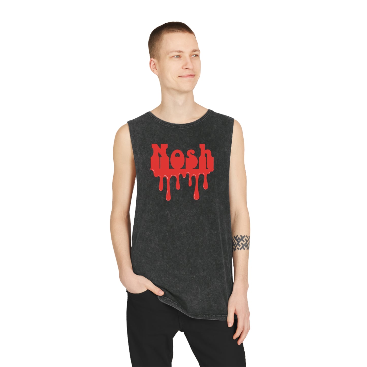 Red Dripping Nosh Unisex Stonewash Tank Top