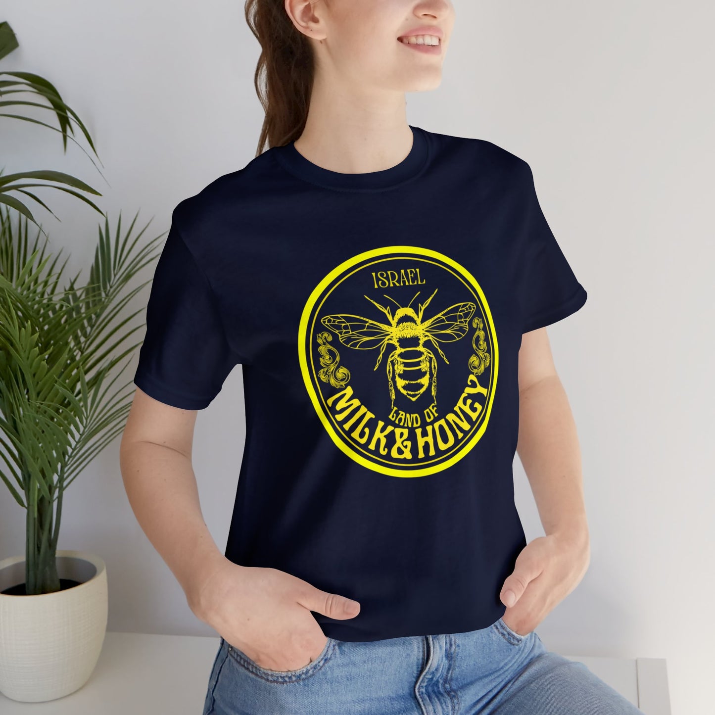 Israel Yellow Milk & Honey Badge Unisex Jersey Short Sleeve Tee