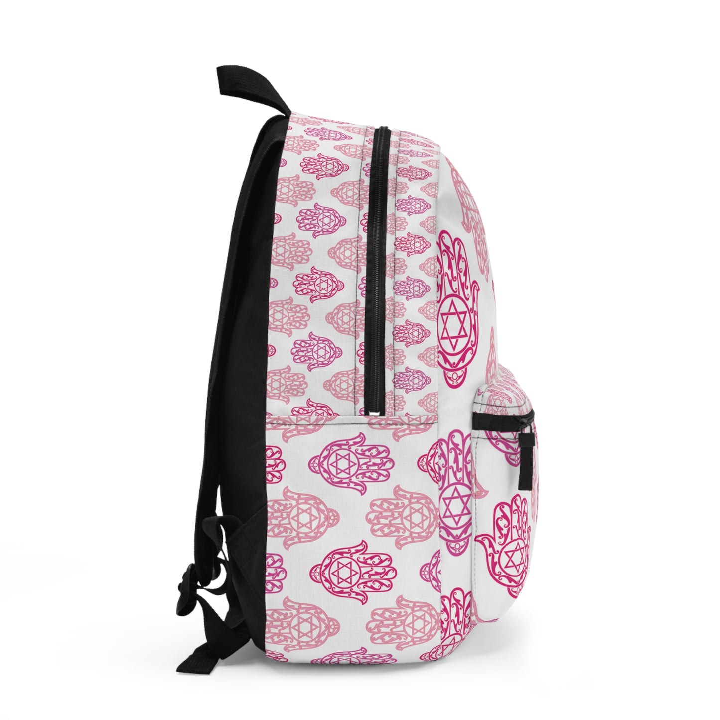 Hadar Pinks Hamsa Pattern on White Backpack