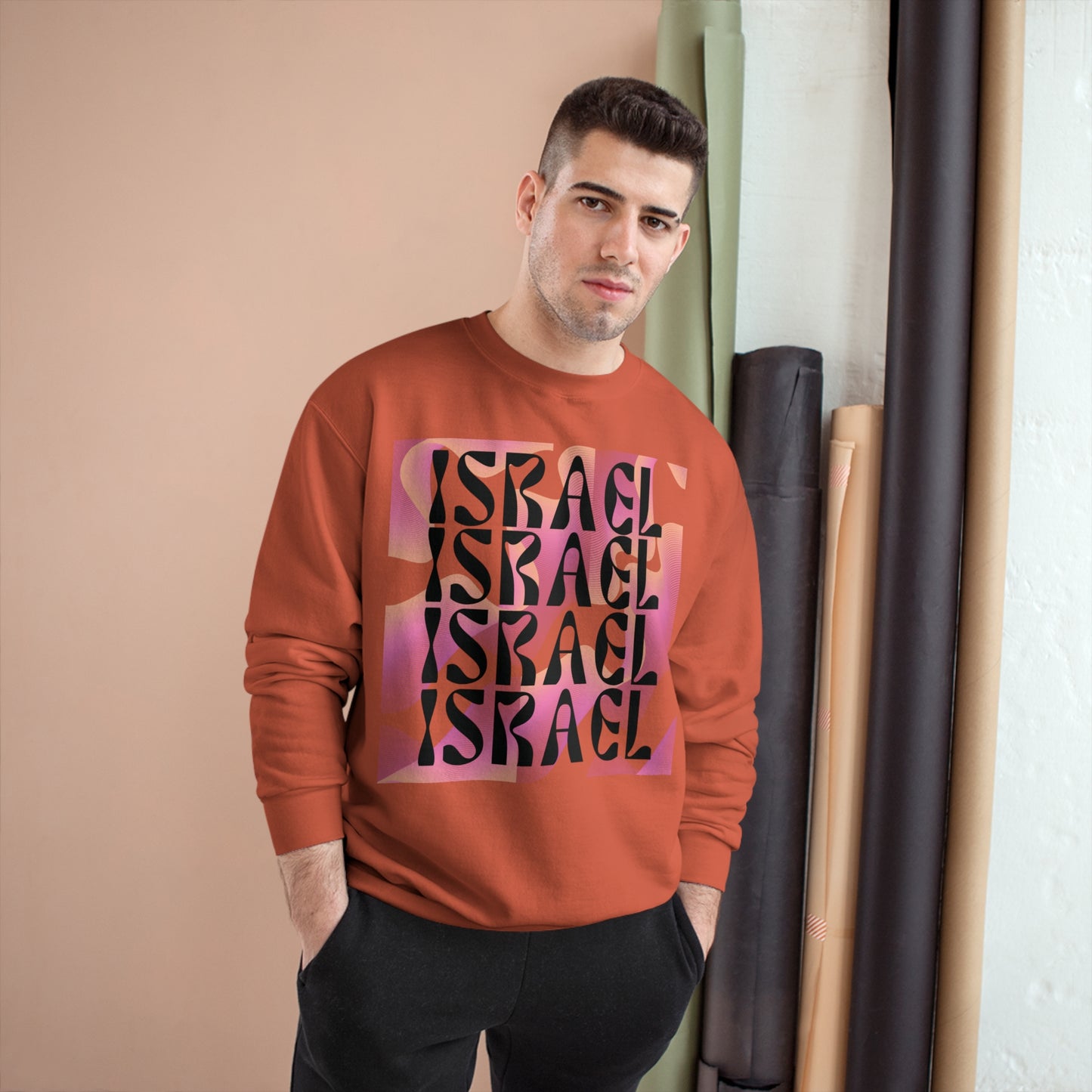 Flow & Squiggle Israel Pink & Coral Square Champion Sweatshirt