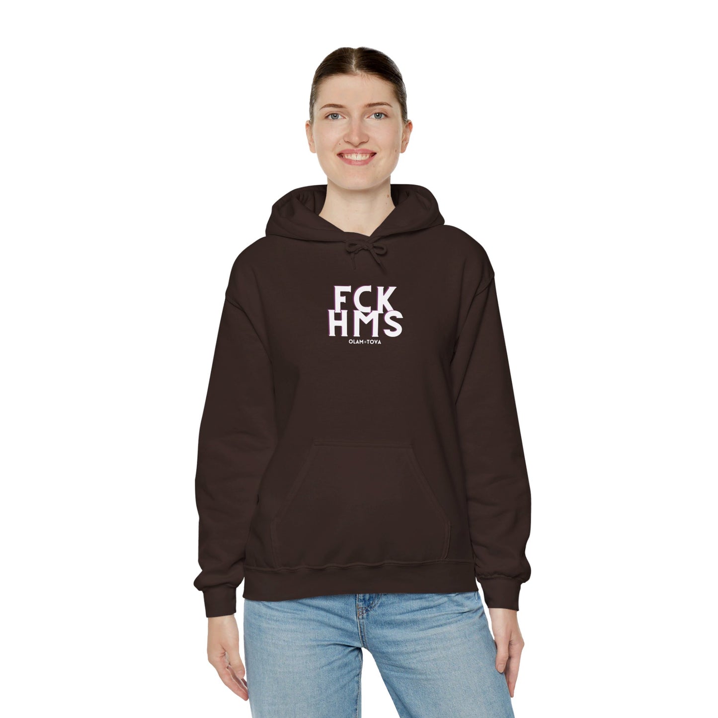 FCK HMS White & Pink Unisex Heavy Blend™ Hooded Sweatshirt