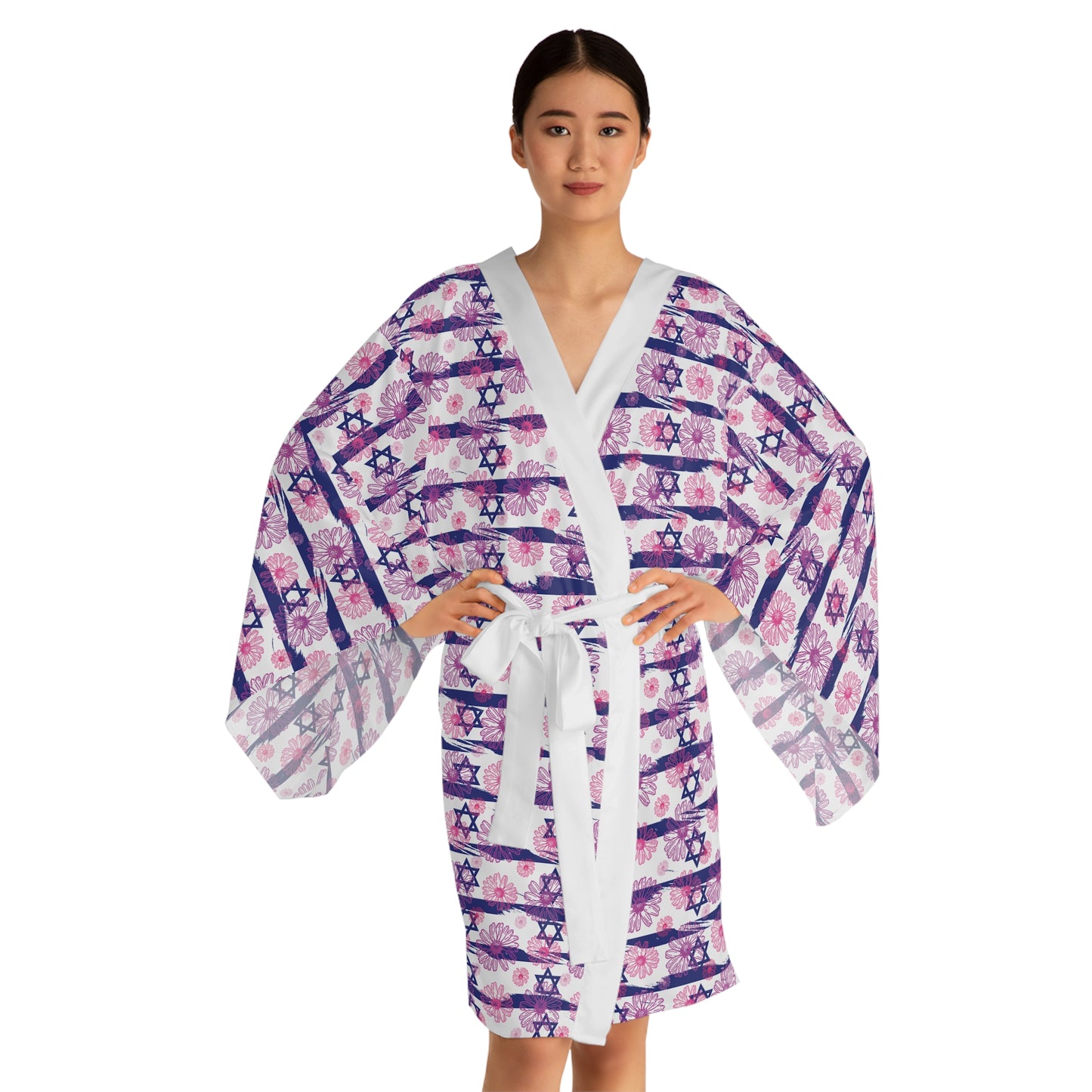 Israel Flower Summer Swim Long Sleeve Kimono Robe