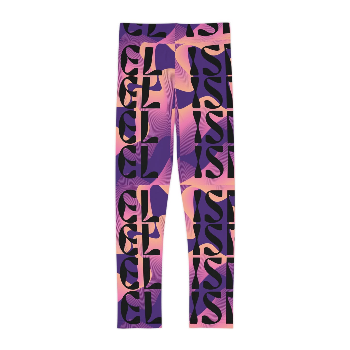 Flow & Squiggle Israel Pink & Coral on Purple Kids Leggings