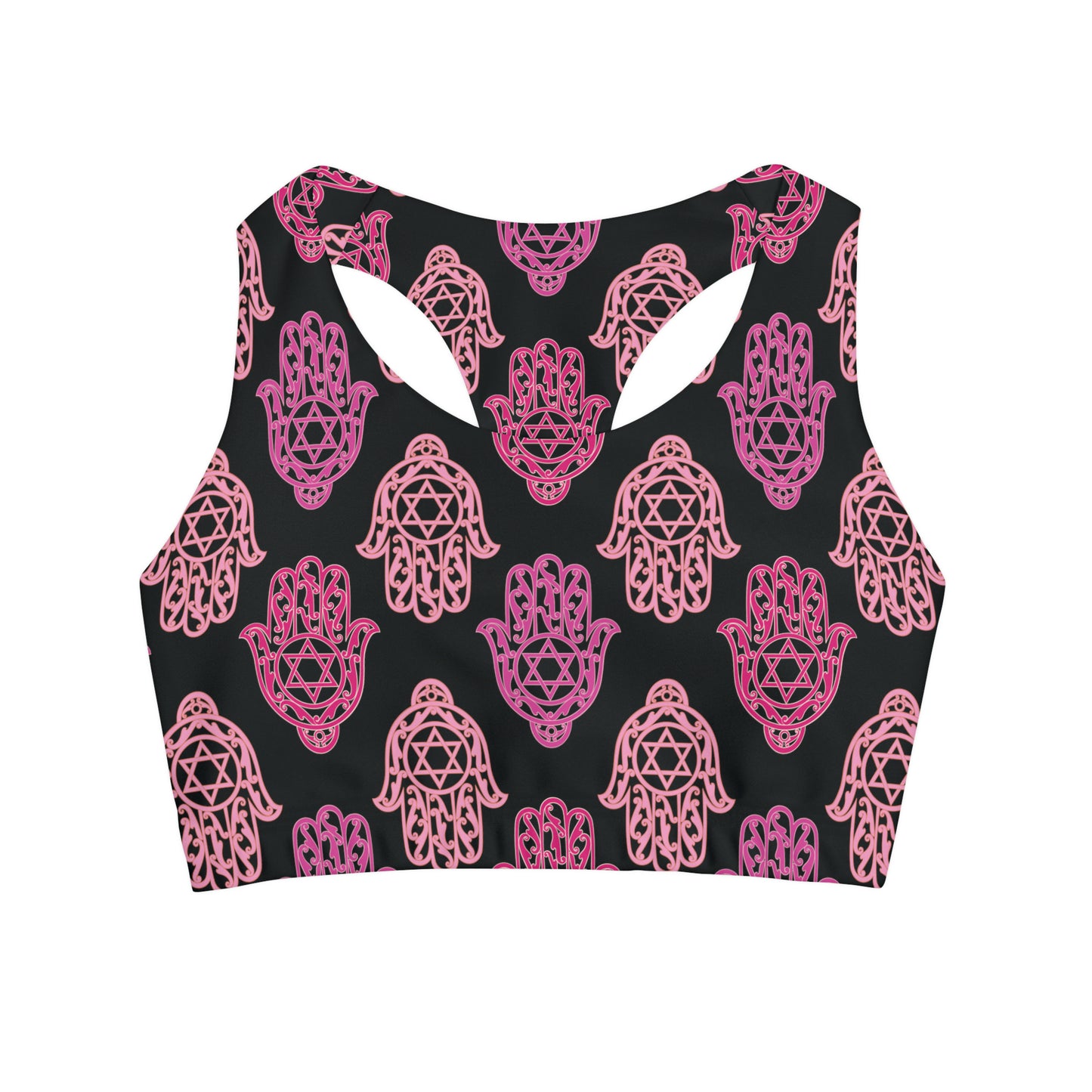 Hadar Pinks Hamsa Design on Black Girls' Swimsuit Crop Top