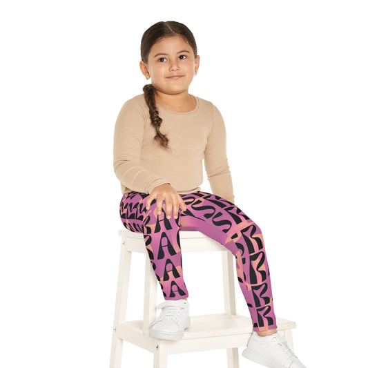 Flow & Squiggle Israel Pink & Coral on Pink Kids Leggings