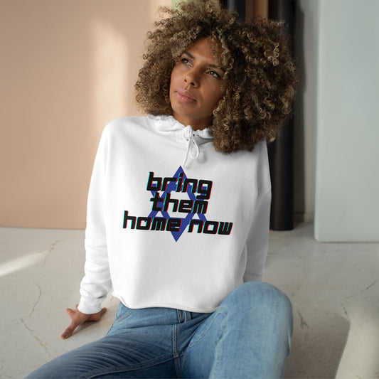 Bring Them Home Now Star of David Blue & Black Crop Hoodie