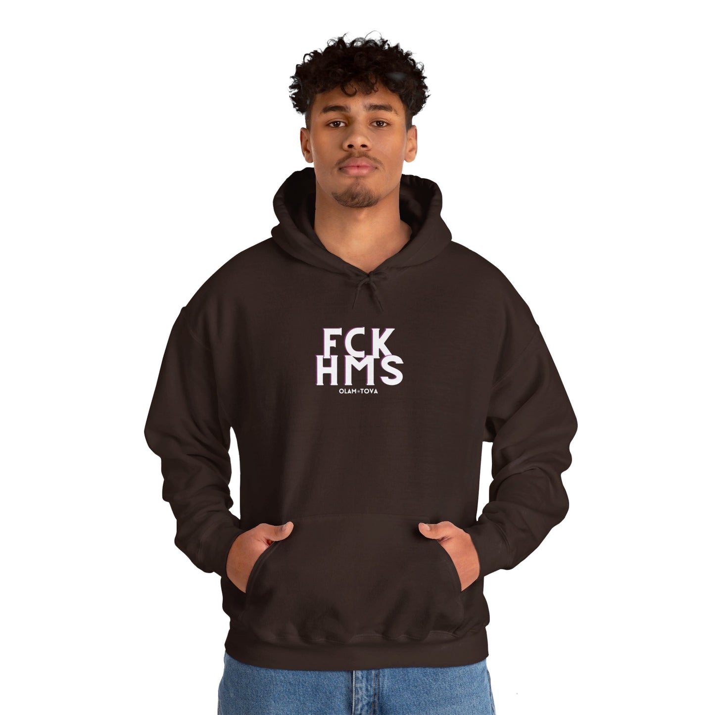 FCK HMS White & Pink Unisex Heavy Blend™ Hooded Sweatshirt