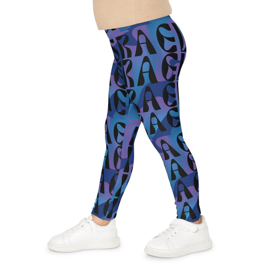 Flow & Squiggle Israel Indigo on Navy Kids Leggings