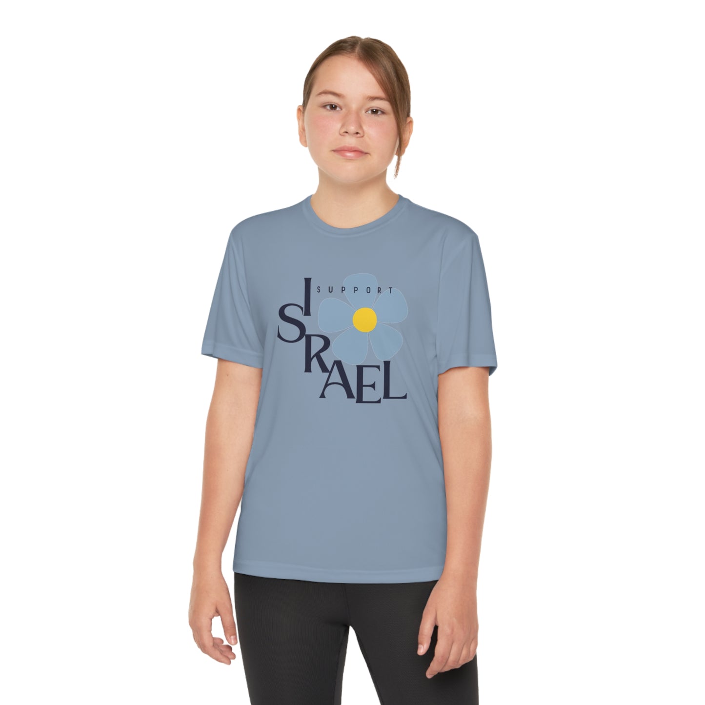 Isa Black Support Israel Flower Youth Competitor Tee