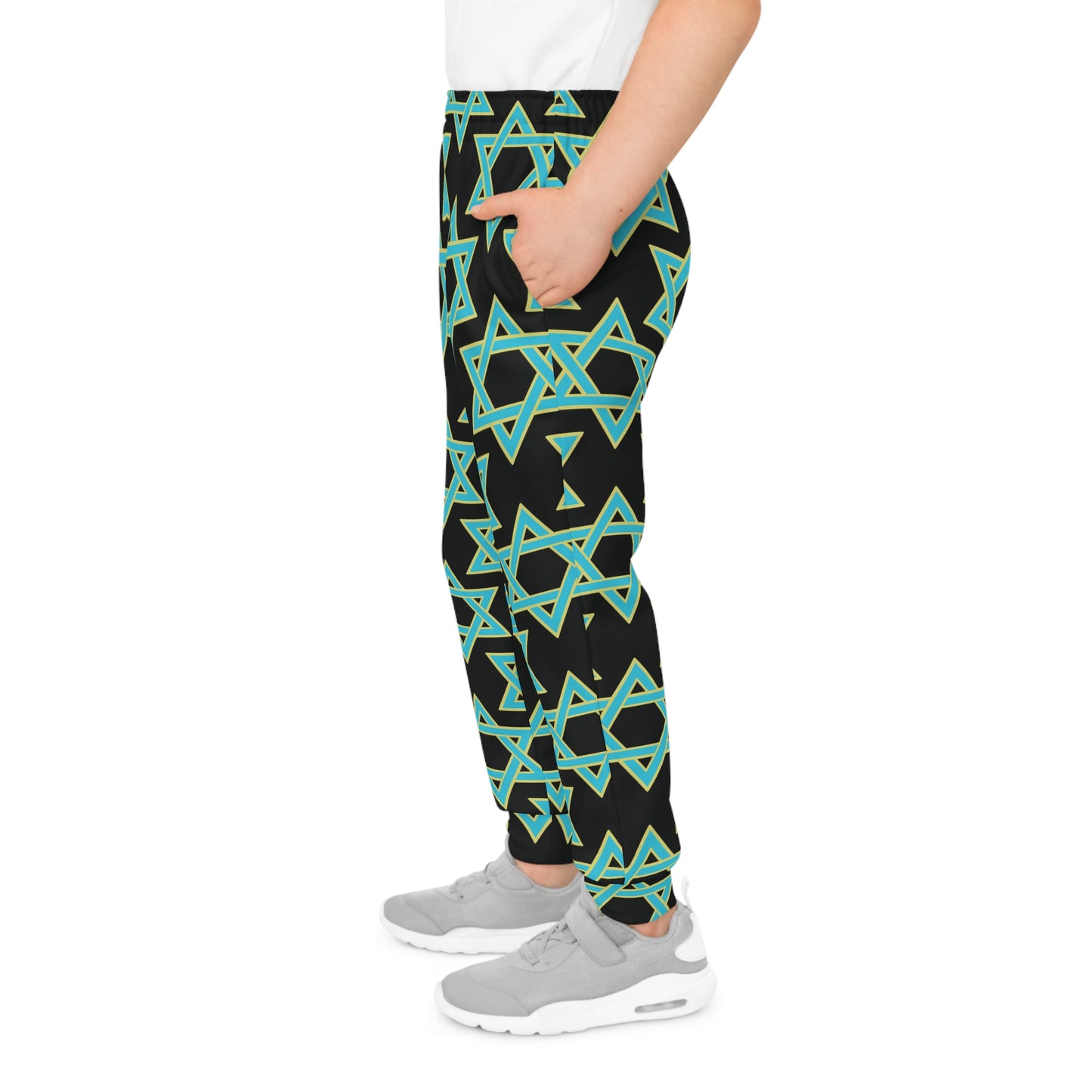 Akira Turquoise & Green Magan David on Black Youth Joggers