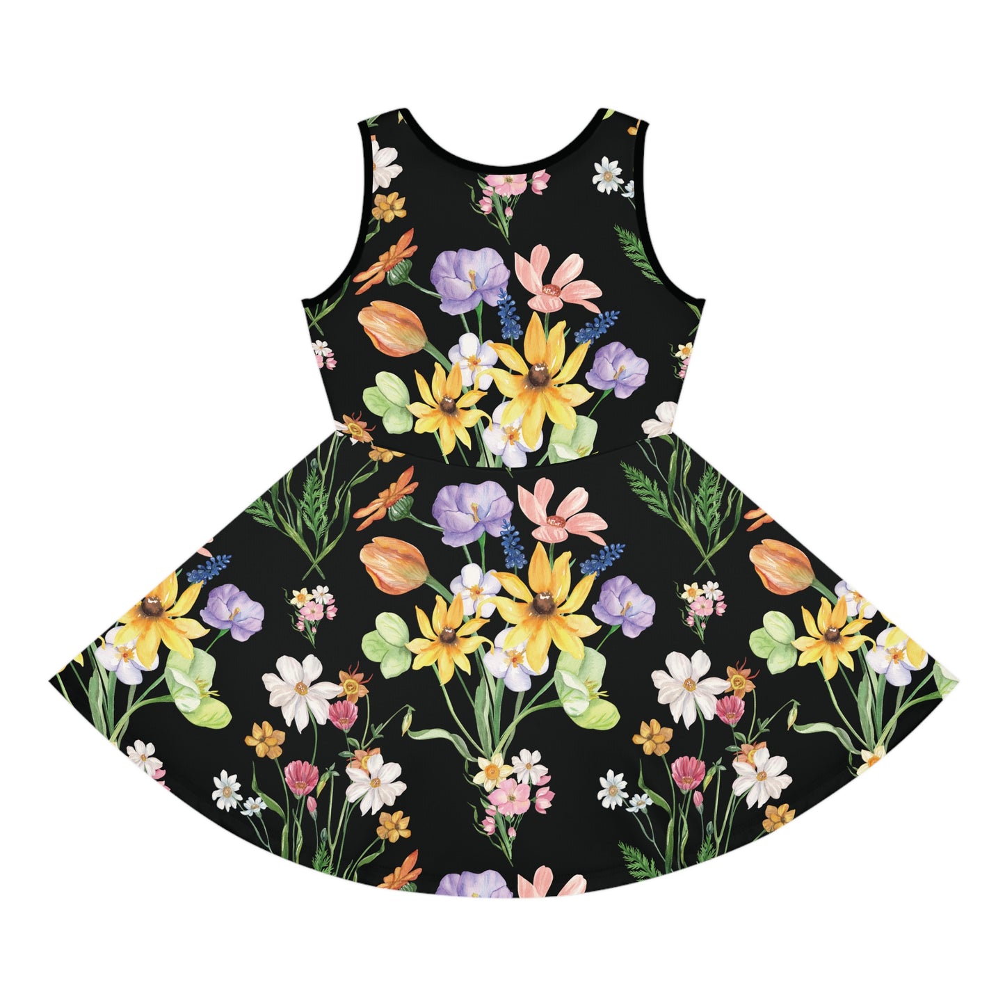 Yvonne Floral Pattern on Black Girls' Sleeveless Sundress