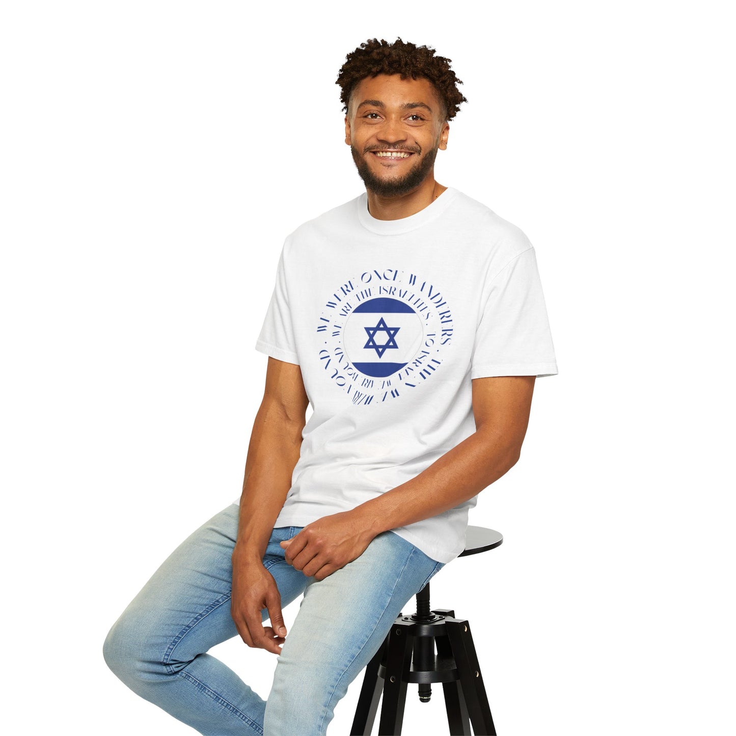 We Were Once Wanderers Israel Blue & White Unisex Garment-Dyed T-shirt