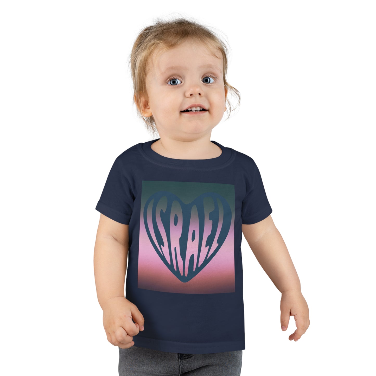 Joseph Israel Heart Forrest Green & Pale Pink Square Toddler T-Shirt