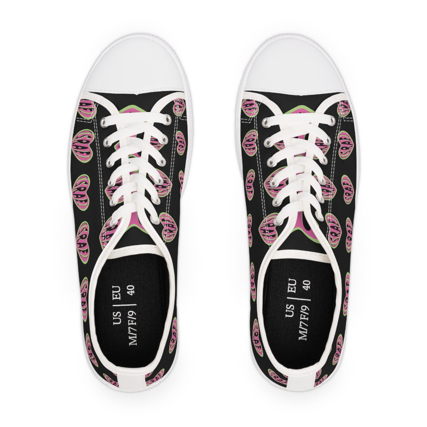 Ilana Pink & Green Israel Heart Black or White Women's Low Top Sneakers