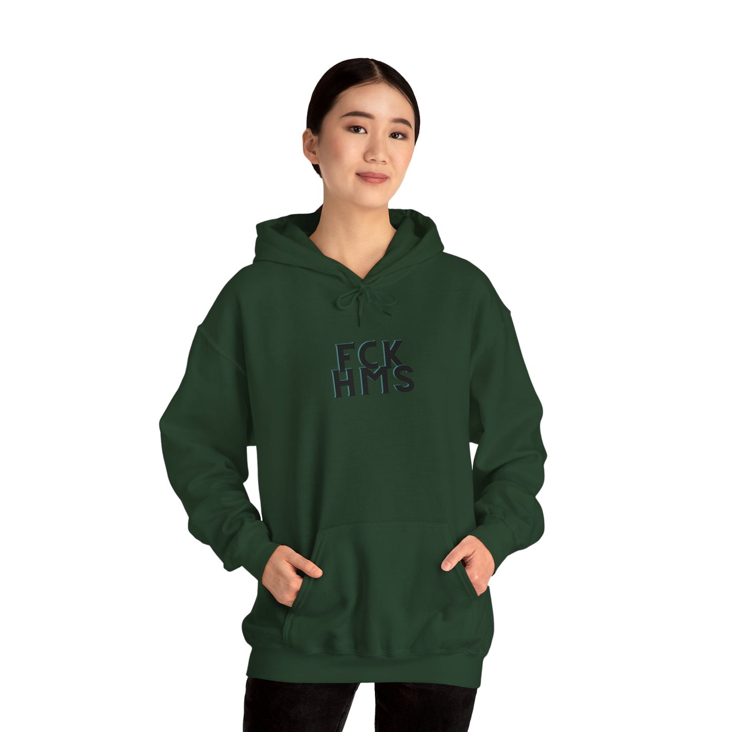 FCK HMS Black & Teal Unisex Heavy Blend™ Hooded Sweatshirt