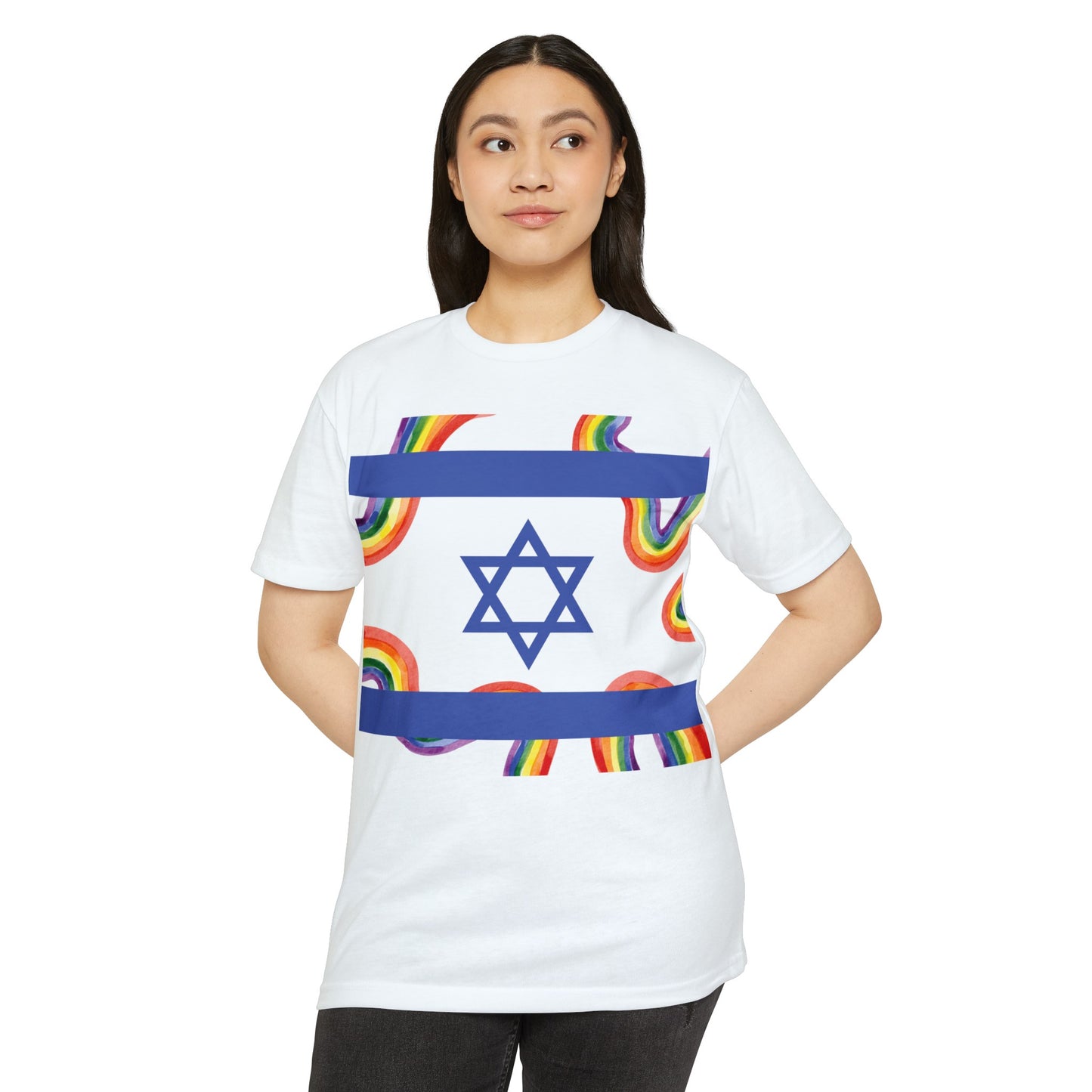 Rainbow Pride Squiggle Israel Flag CVC Jersey T-shirt