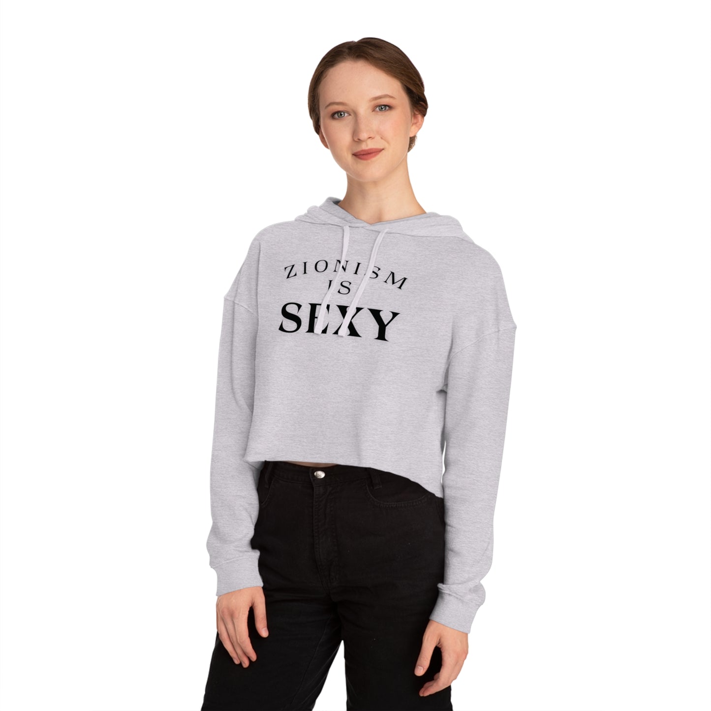 Zionism Is Sexy Curve Black Women’s Cropped Hooded Sweatshirt