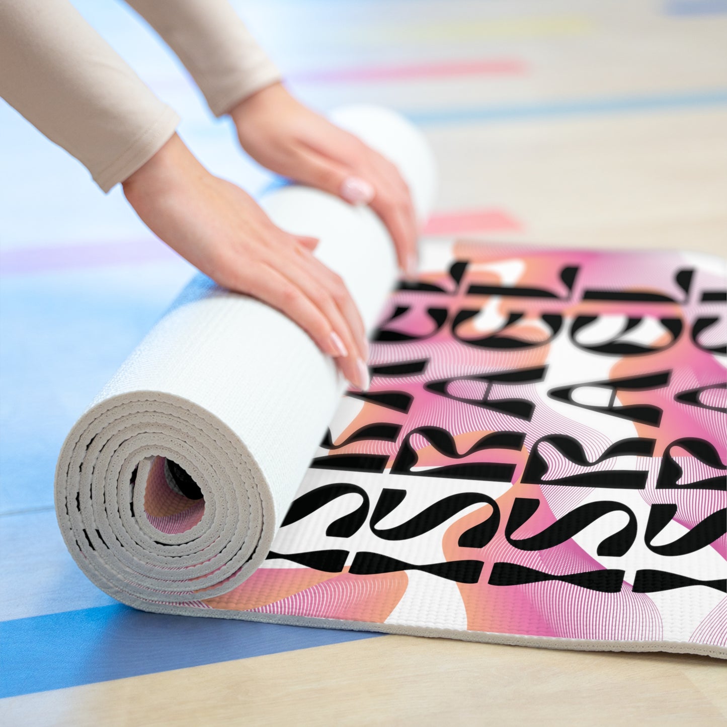 Flow & Squiggle Israel Pink & Coral Foam Yoga Mat